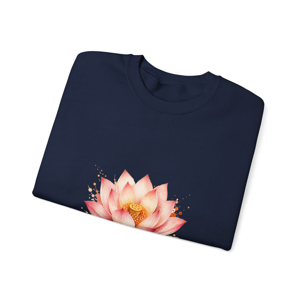 Matching Couple Sweatshirt - Open & Closed Lotus Matching Couple Comfort Colors Crew Watercolor Art His Hers Birthday Gift - Design A