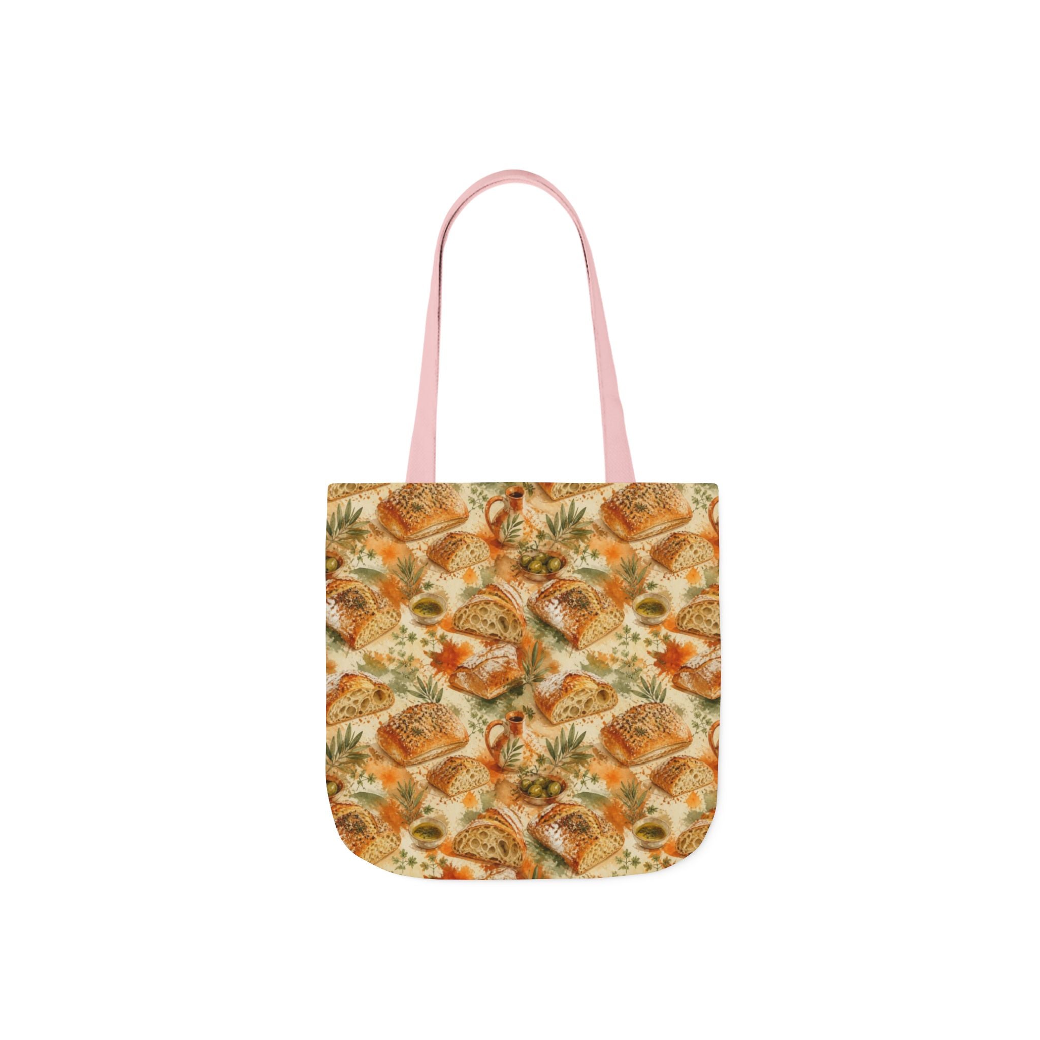 Ciabatta Rolls Canvas Tote Bag Mediterranean Kitchen Watercolor Splash Design Italian Cottagecore Gift