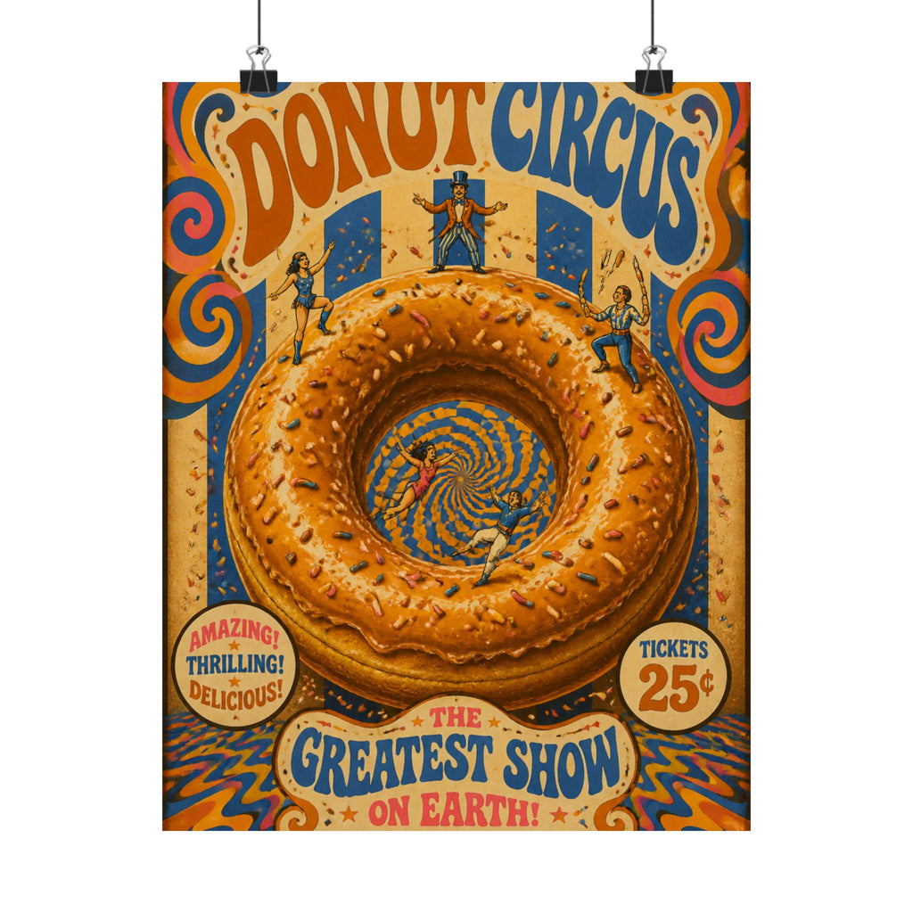 Donut Circus Ring Wall Art Poster 24×36 Psychedelic Dining Room Decor Maximalist Print