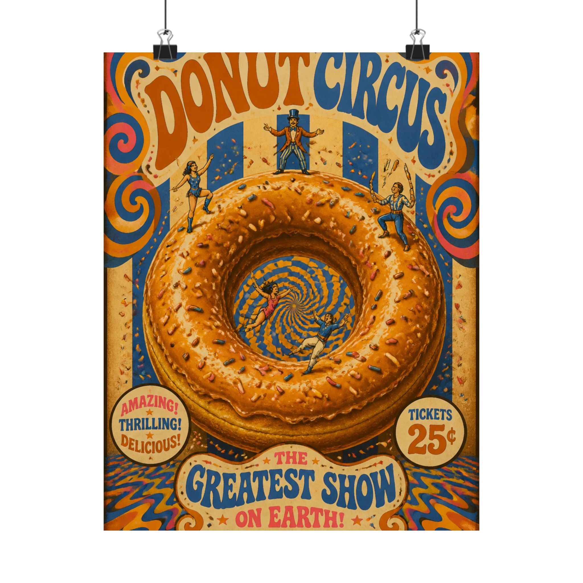 Donut Circus Ring Wall Art Poster 24×36 Psychedelic Dining Room Decor Maximalist Print