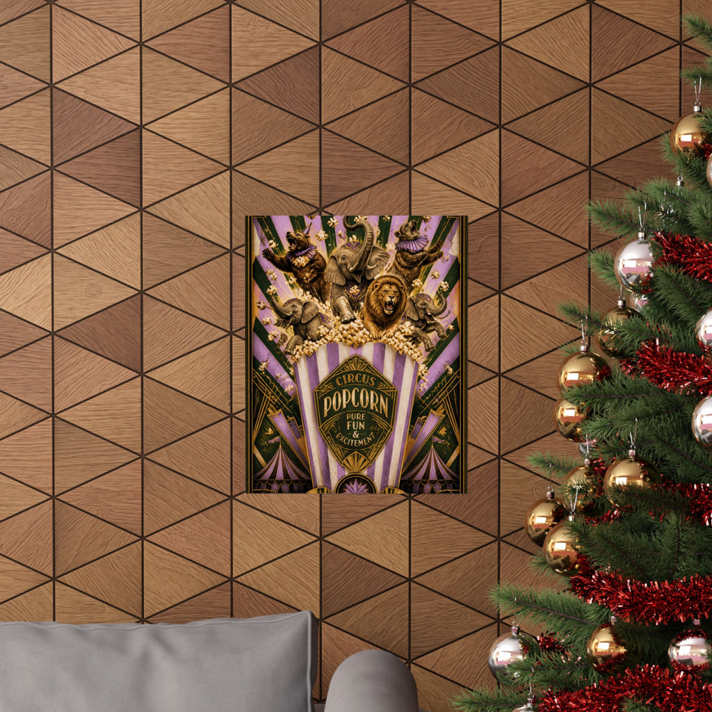 Popcorn Box Animals Wall Art Poster 18×24 Art Deco Entryway Decor Maximalist Print