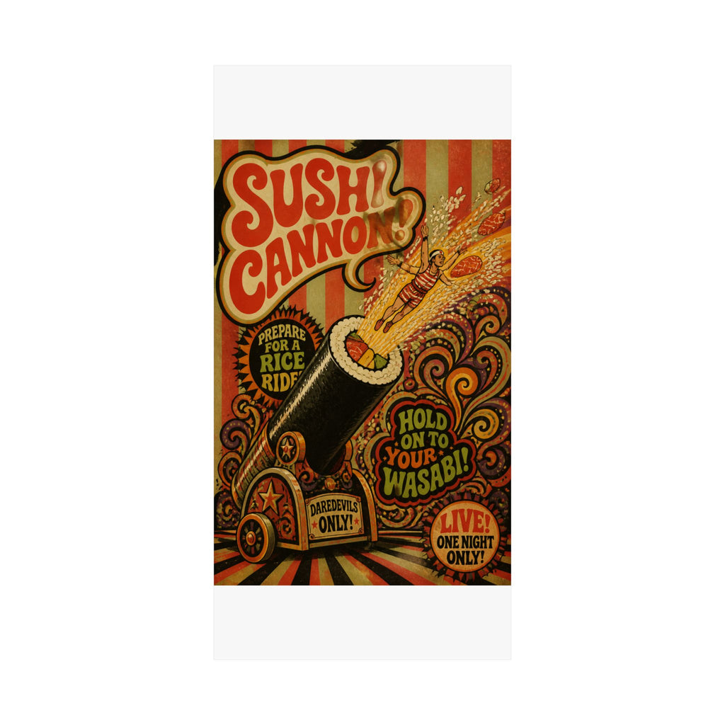 Sushi Roll Cannon Wall Art Poster 18×24 Psychedelic Cafe Decor Maximalist Print