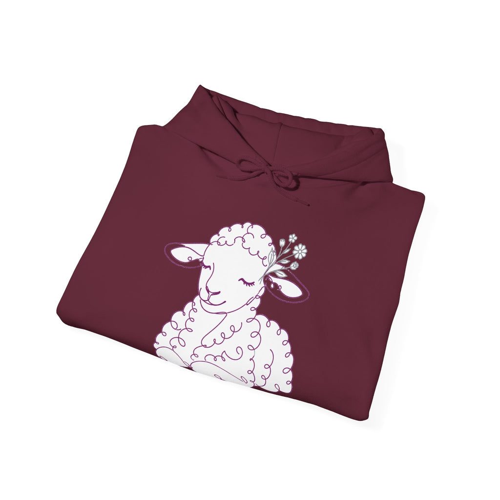 Matching Couple Sweatshirt - Lion & Lamb Matching Couple Hooded Sweatshirt Minimalist Art His Hers Valentine Gift - Design B