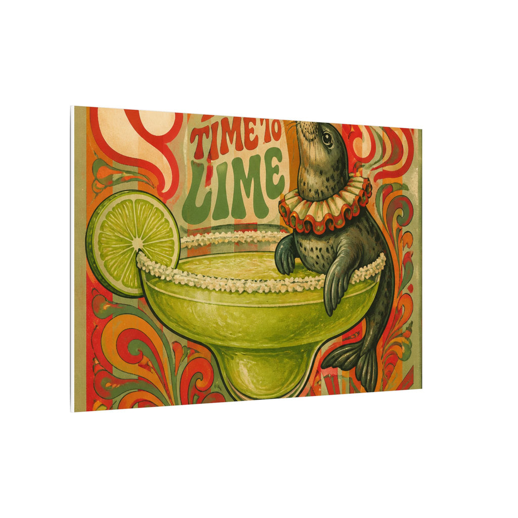 Margarita Balancing Seal Wall Art Canvas 16×20 Psychedelic Cafe Decor Maximalist Print