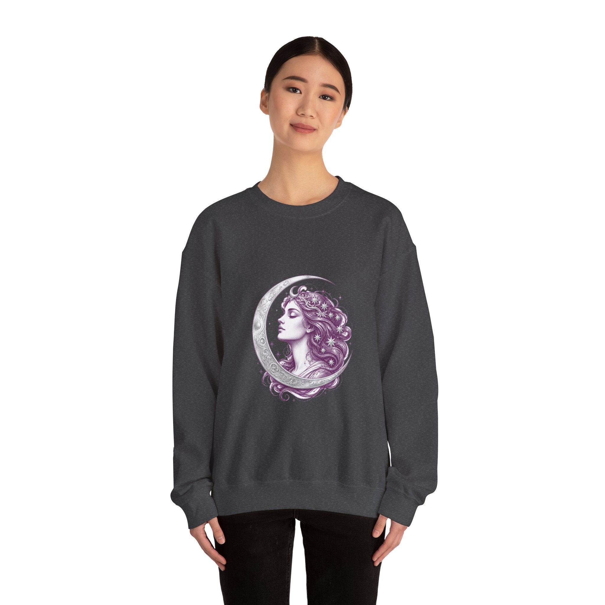 Matching Couple Sweatshirt - Helios & Selene Matching Couple Comfort Colors Crew Hand-Drawn Art His Hers Anniversary Gift - Design B