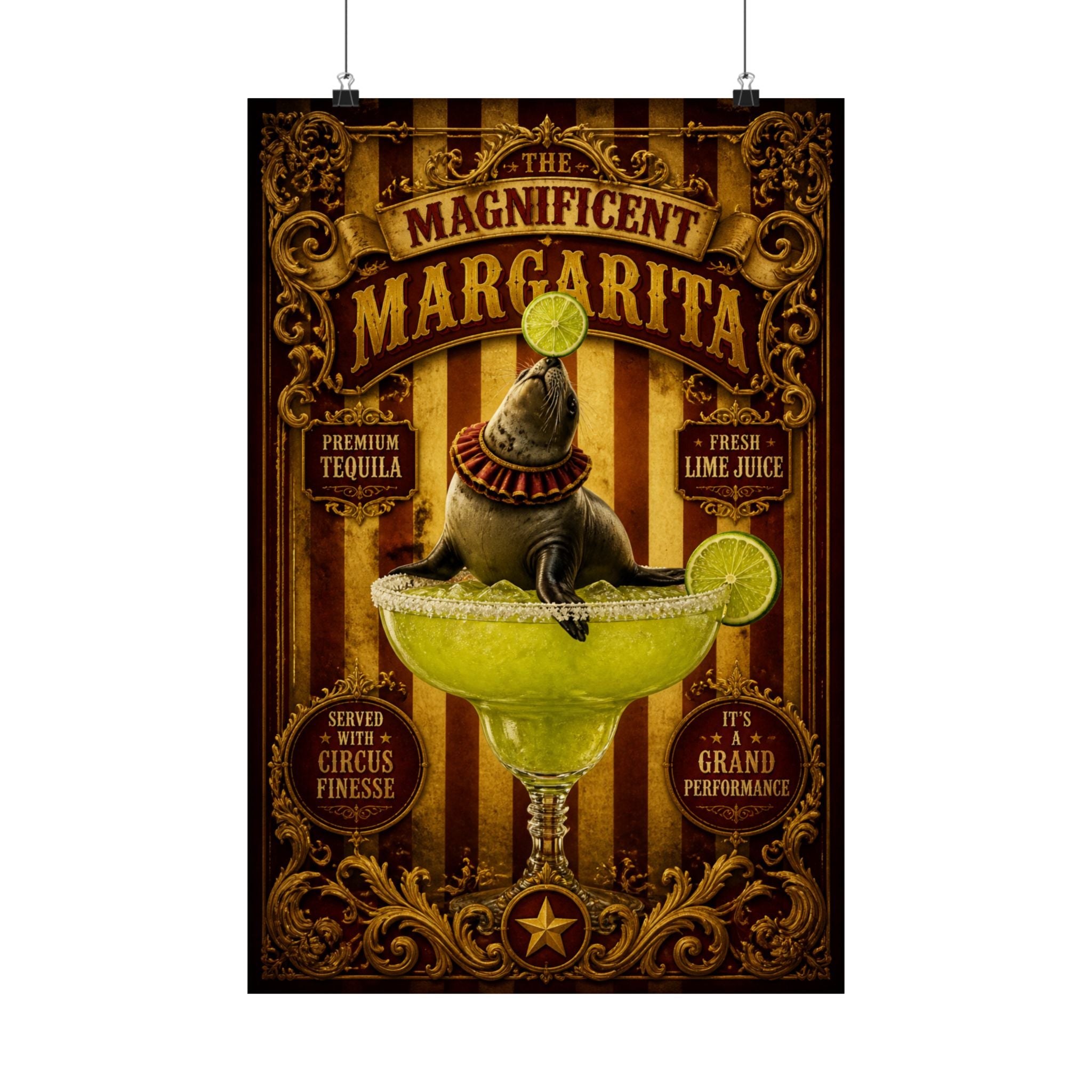 Margarita Balancing Seal Wall Art Poster 24×36 Baroque Studio Decor Maximalist Print