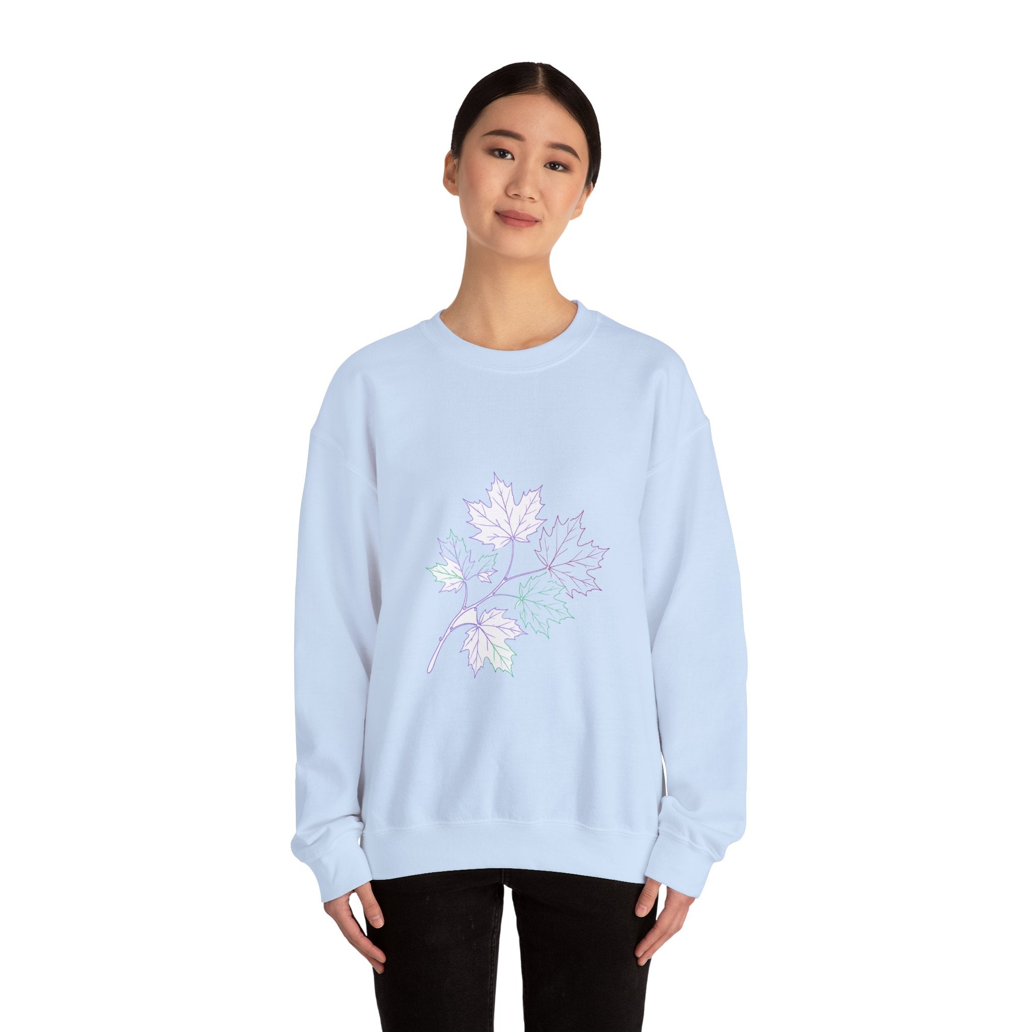 Matching Couple Sweatshirt - Cherry Blossom & Maple Leaf Matching Couple Crewneck Sweatshirt Minimalist Art His Hers Valentine Gift - Design B