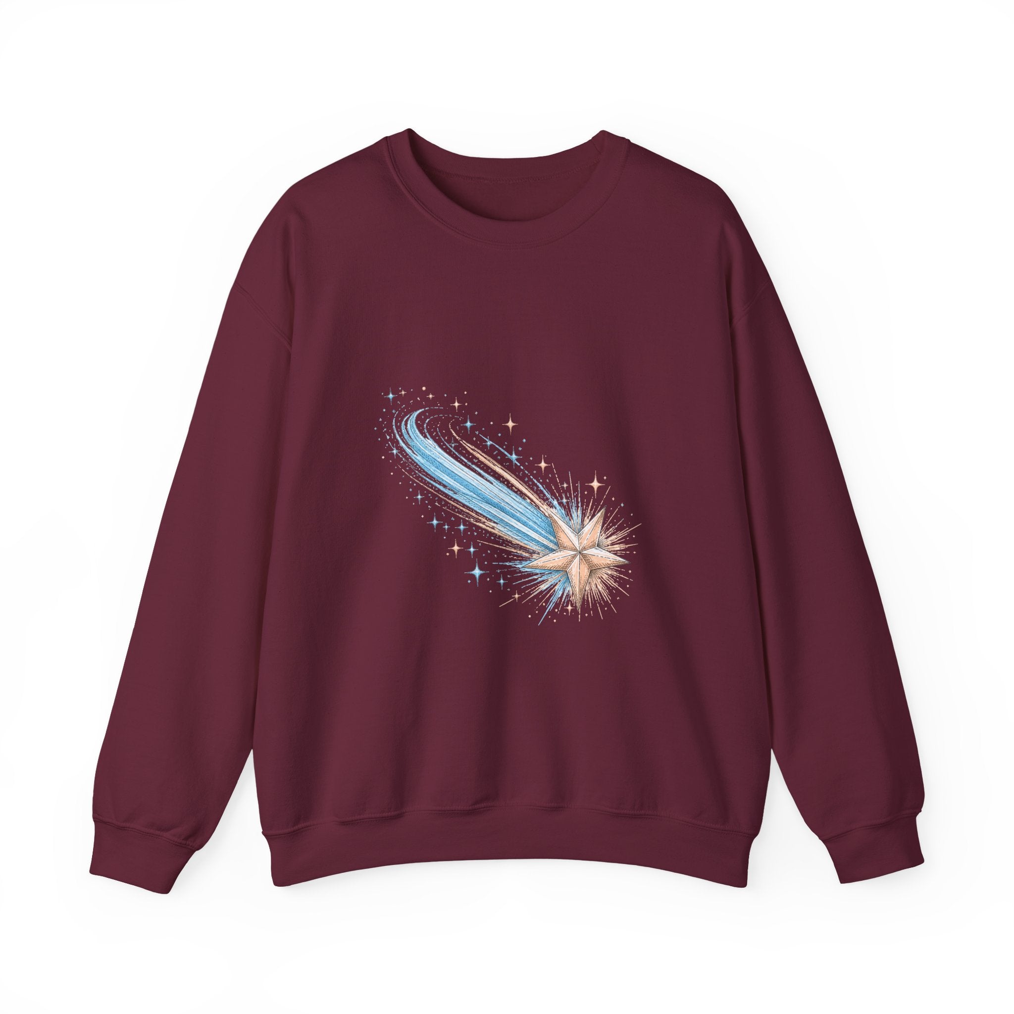 Matching Couple Sweatshirt - Shooting Star & North Star Matching Couple Premium Fleece Sweatshirt Hand-Drawn Art His Hers Anniversary Gift - Design A