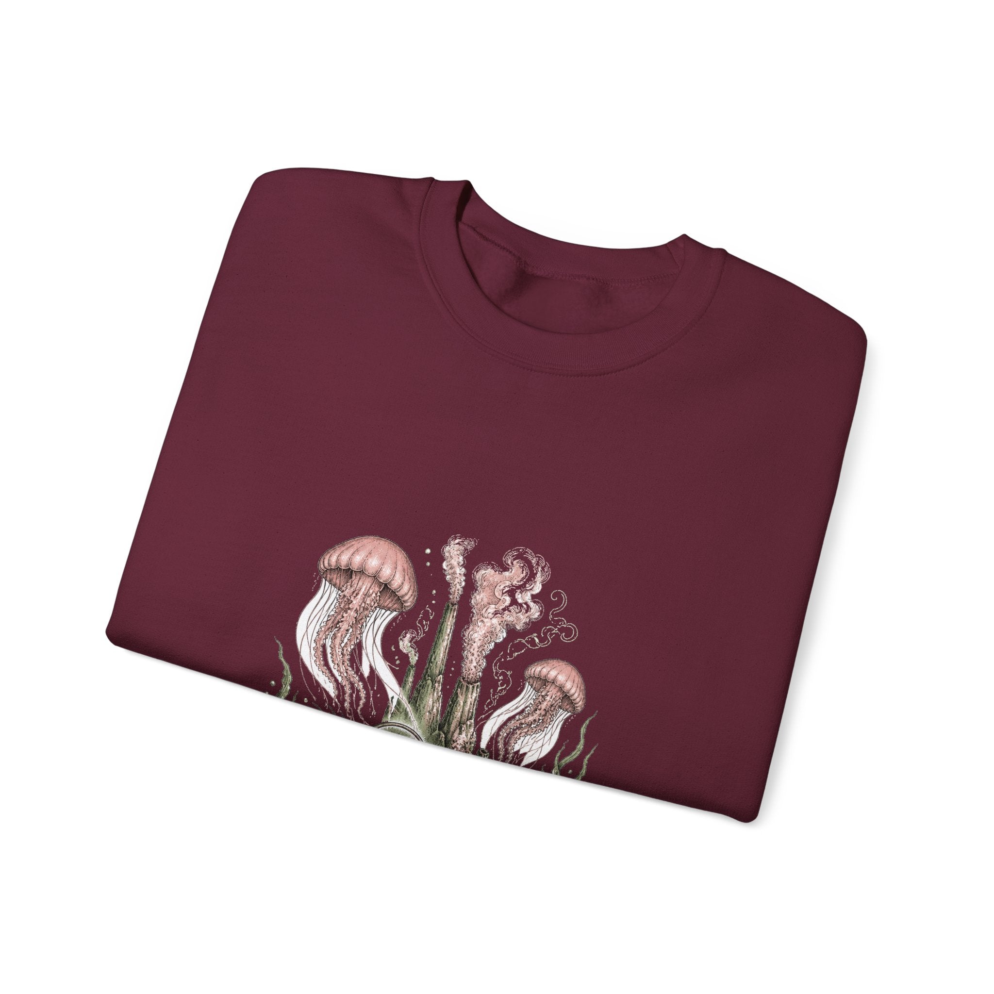 Matching Couple Sweatshirt - Coral Reef & Deep Sea Matching Couple Crewneck Sweatshirt Hand-Drawn Art His Hers Best Friend Gift - Design B