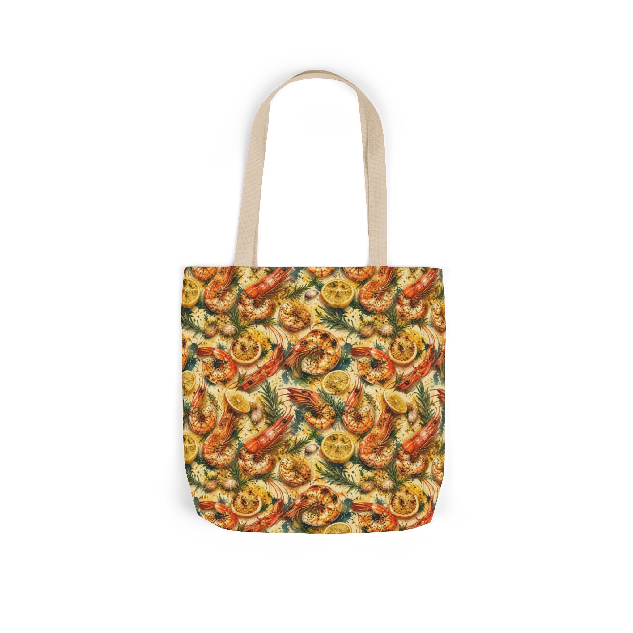 Mediterranean Shrimp Canvas Tote Bag Mediterranean Kitchen Watercolor Splash Design Italian Cottagecore Gift