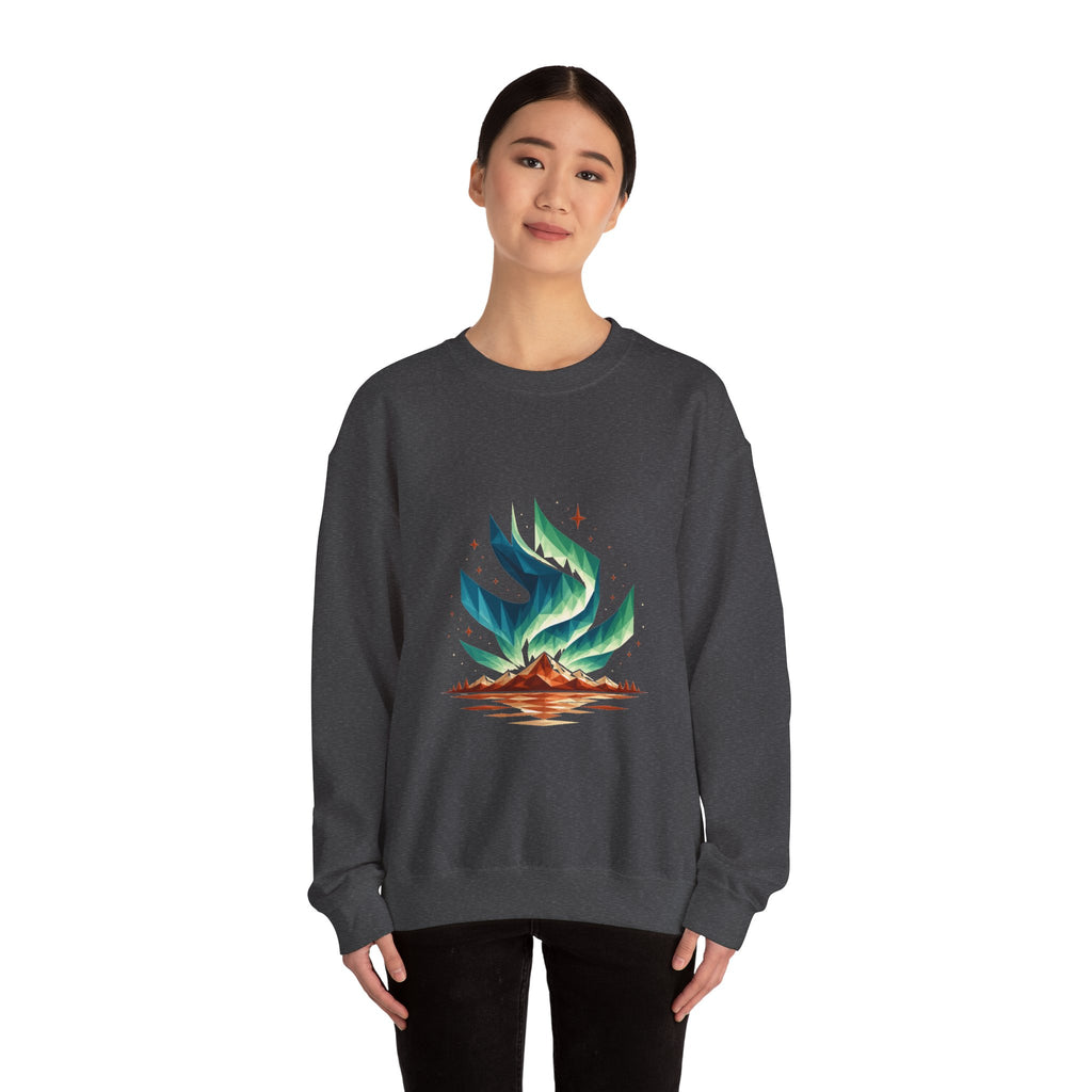 Matching Couple Sweatshirt - Aurora & Southern Cross Matching Couple Premium Fleece Sweatshirt Geometric Art His Hers Love Gift - Design A