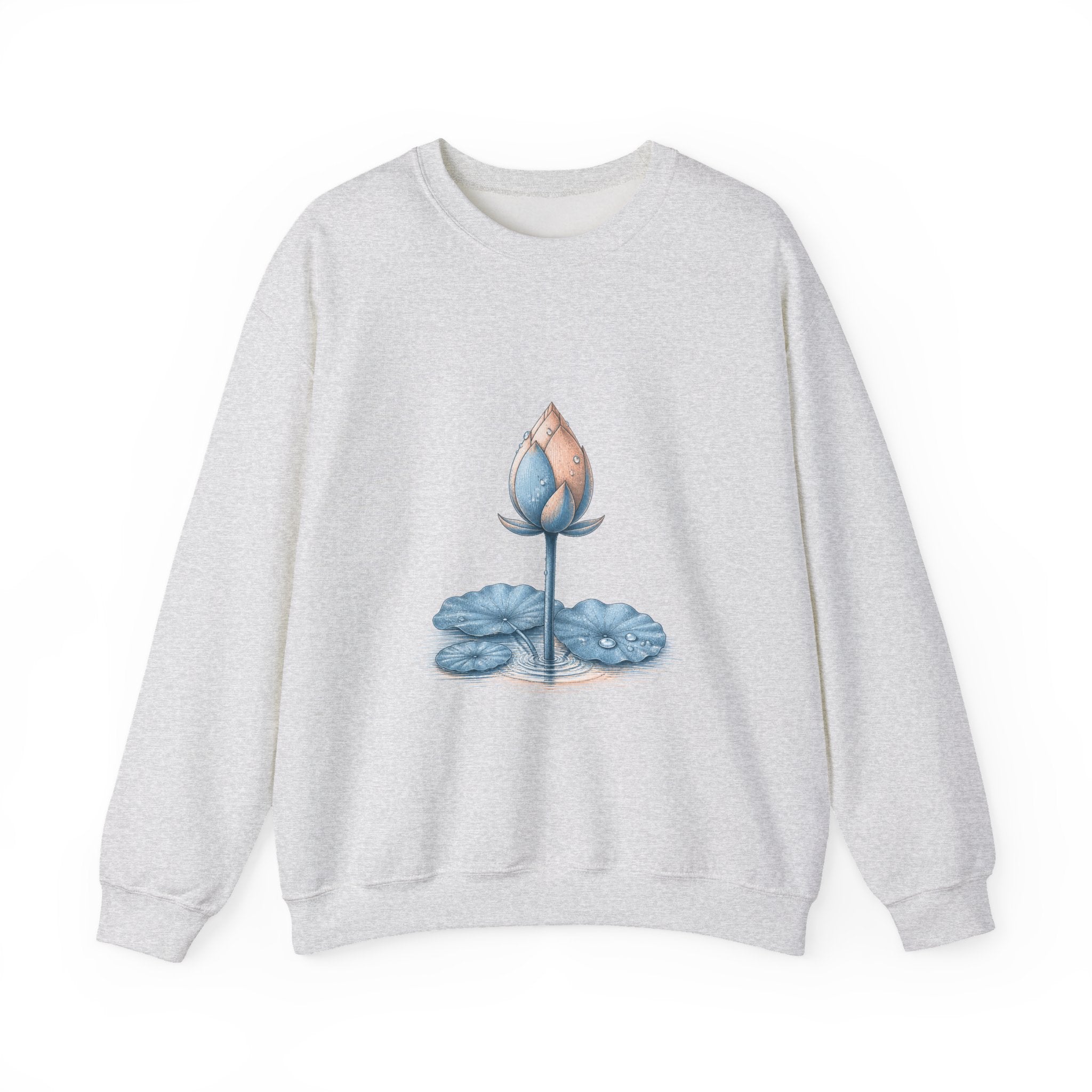 Matching Couple Sweatshirt - Open & Closed Lotus Matching Couple Premium Fleece Sweatshirt Vintage Art His Hers Honeymoon Gift - Design B