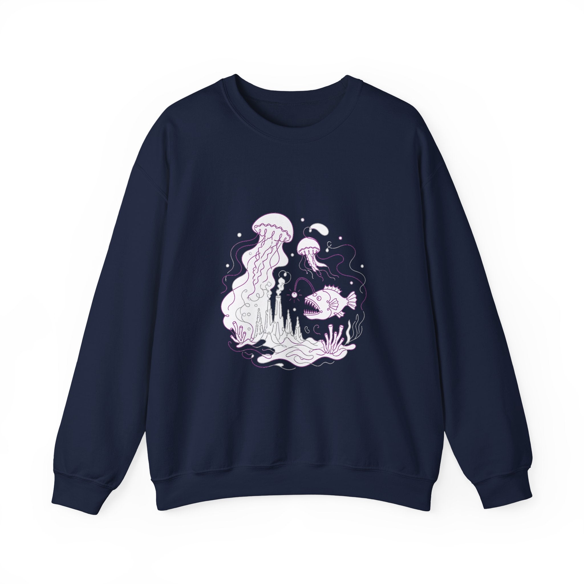 Matching Couple Sweatshirt - Coral Reef & Deep Sea Matching Couple Premium Fleece Sweatshirt Minimalist Art His Hers Christmas Gift - Design B