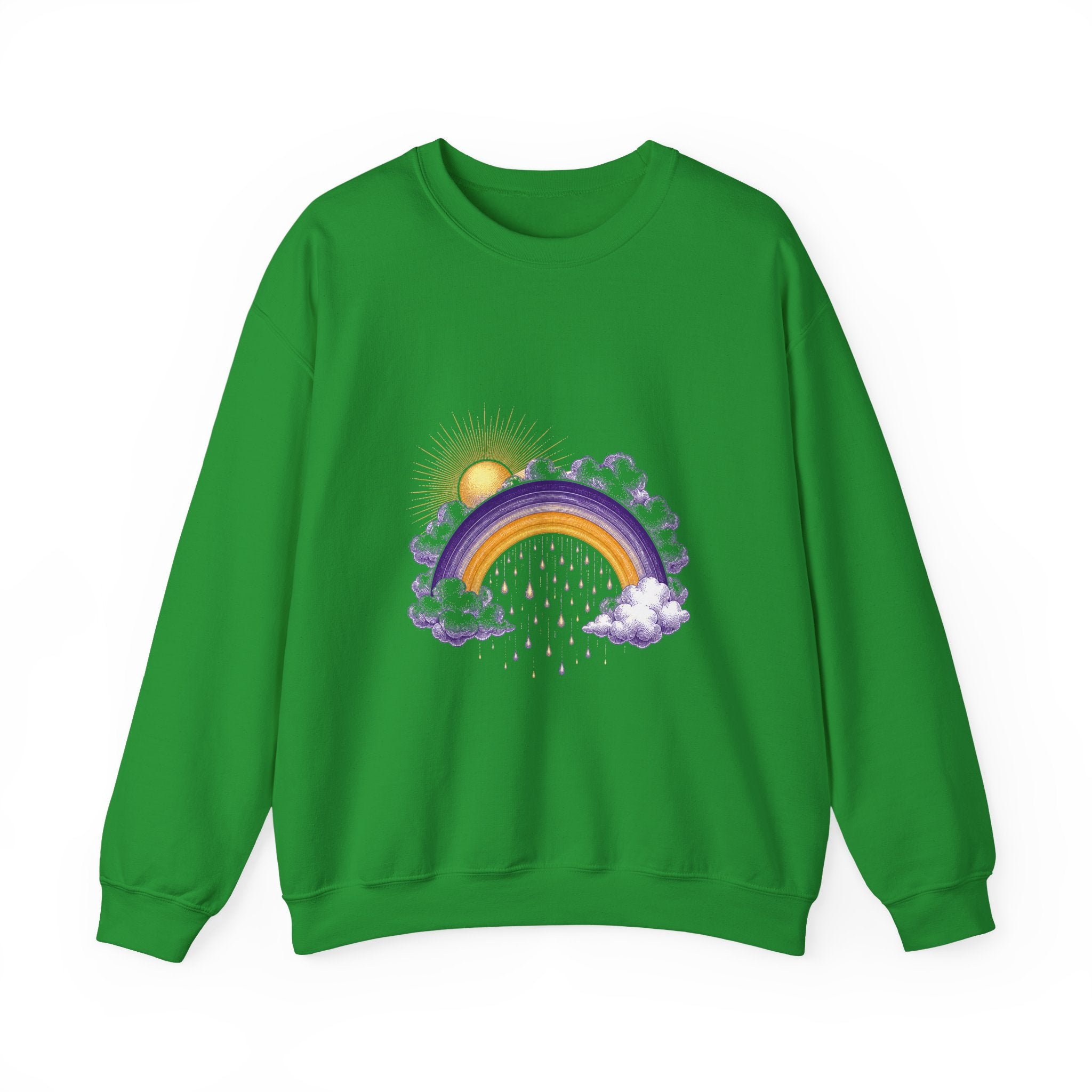 Matching Couple Sweatshirt - Storm & Rainbow Matching Couple Premium Fleece Sweatshirt Vintage Art His Hers Honeymoon Gift - Design B
