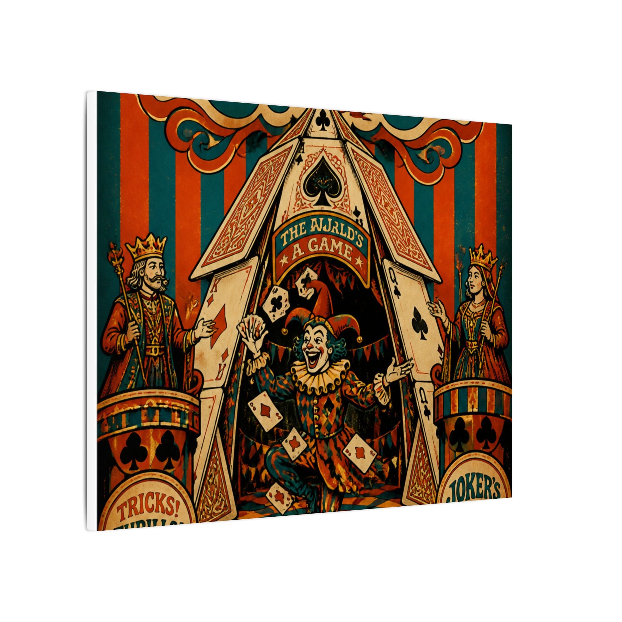 Playing Cards Tent Wall Art Canvas 24×36 Psychedelic Dining Room Decor Maximalist Print