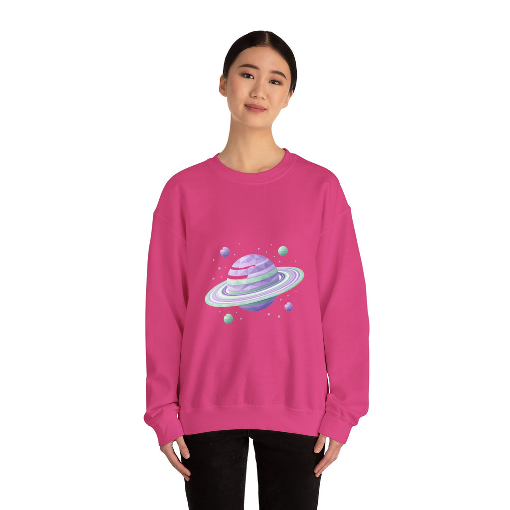 Matching Couple Sweatshirt - Saturn & Jupiter Matching Couple Crewneck Sweatshirt Geometric Art His Hers Couple Gift - Design A