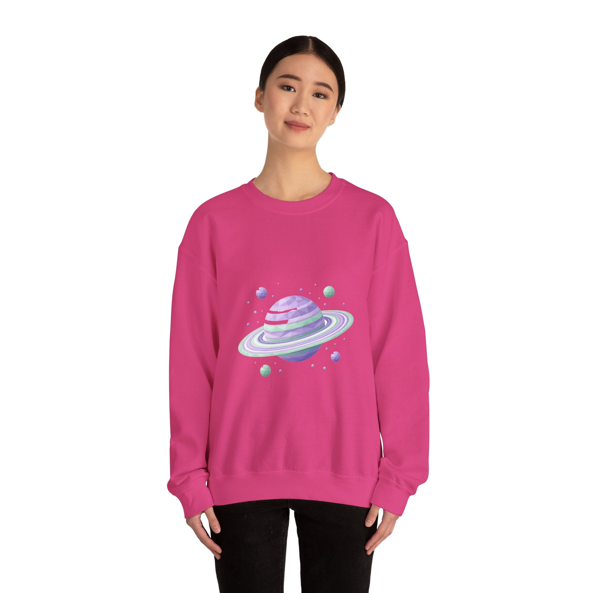 Matching Couple Sweatshirt - Saturn & Jupiter Matching Couple Crewneck Sweatshirt Geometric Art His Hers Couple Gift - Design A