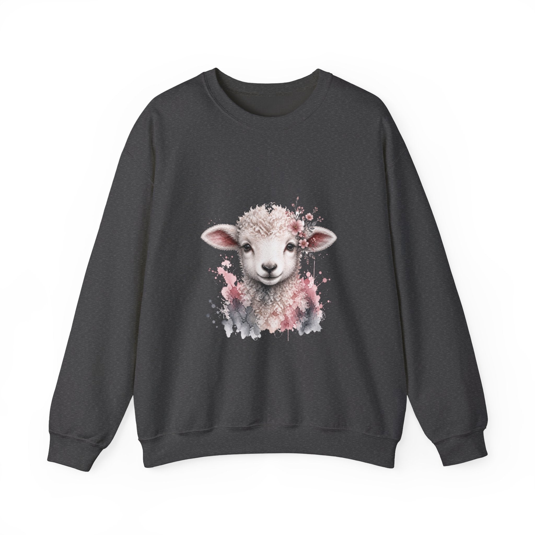 Matching Couple Sweatshirt - Lion & Lamb Matching Couple Crewneck Sweatshirt Watercolor Art His Hers Engagement Gift - Design B