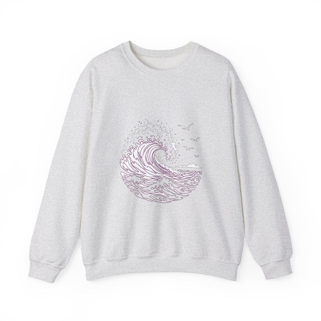 Matching Couple Sweatshirt - Mountain & Ocean Matching Couple Crewneck Sweatshirt Minimalist Art His Hers Valentine Gift - Design B