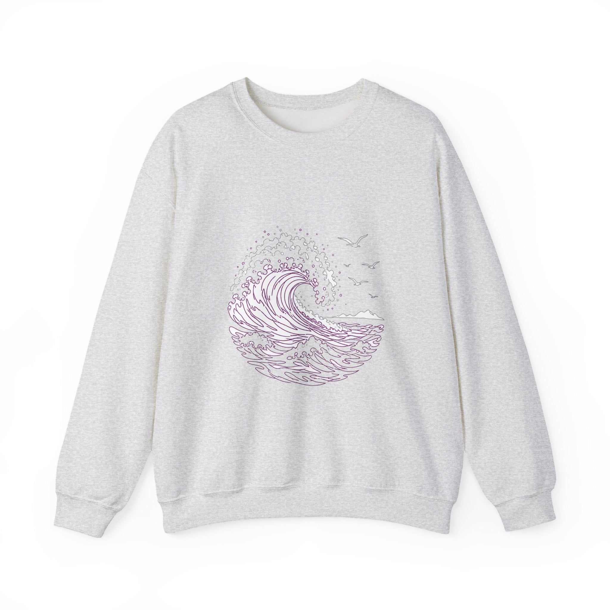 Matching Couple Sweatshirt - Mountain & Ocean Matching Couple Crewneck Sweatshirt Minimalist Art His Hers Valentine Gift - Design B