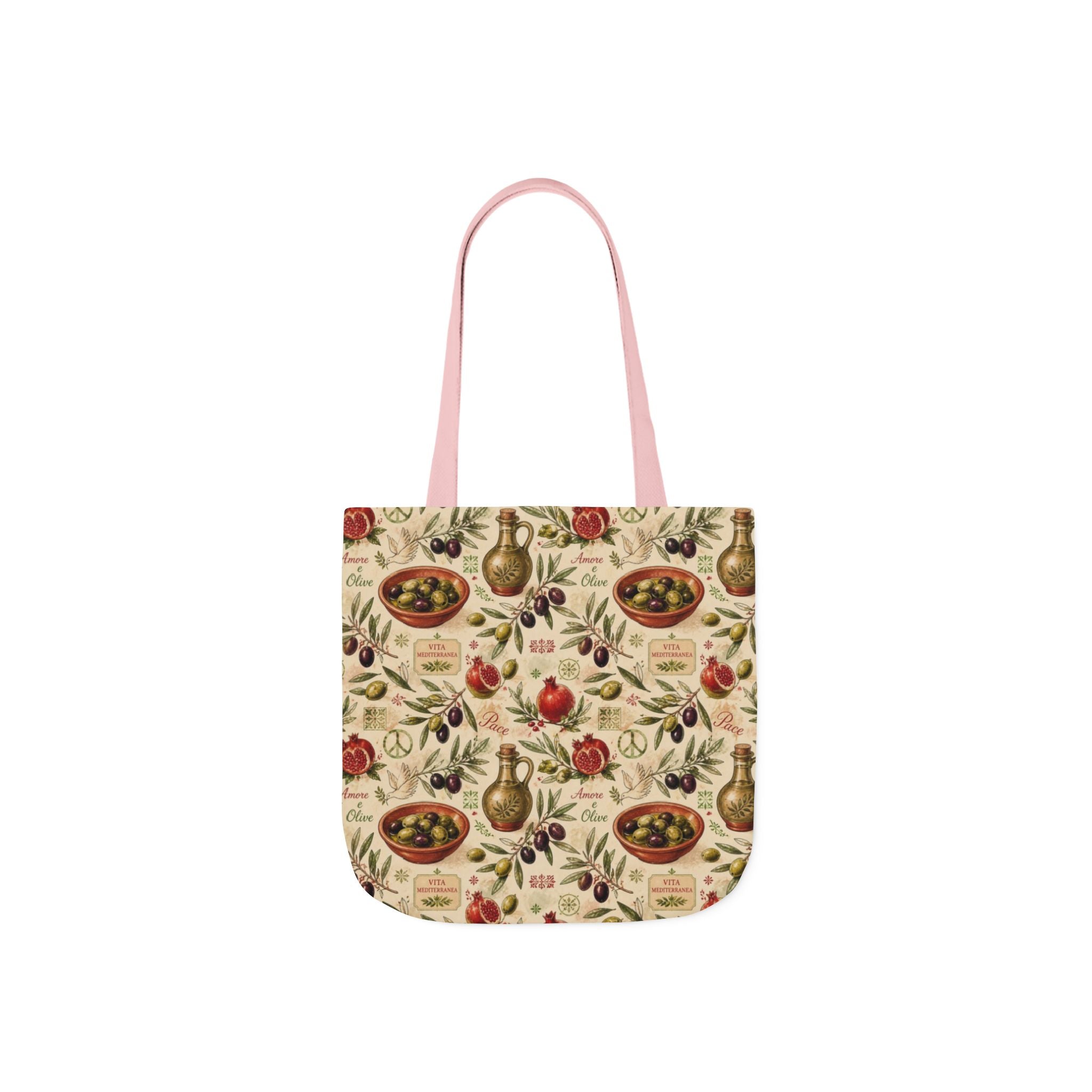 Olive Branches Canvas Tote Bag Mediterranean Kitchen Watercolor Design Italian Cottagecore Gift