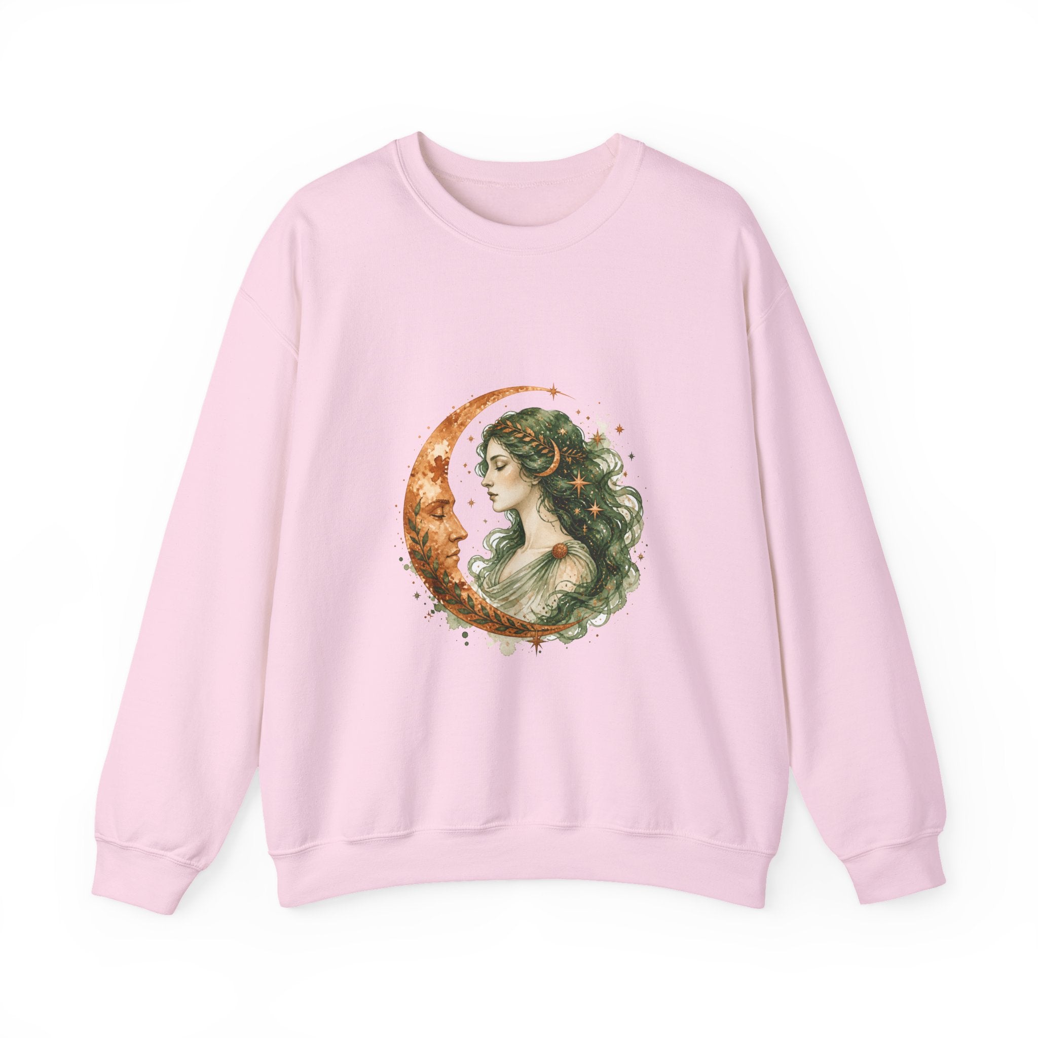 Matching Couple Sweatshirt - Helios & Selene Matching Couple Crewneck Sweatshirt Watercolor Art His Hers Engagement Gift - Design B