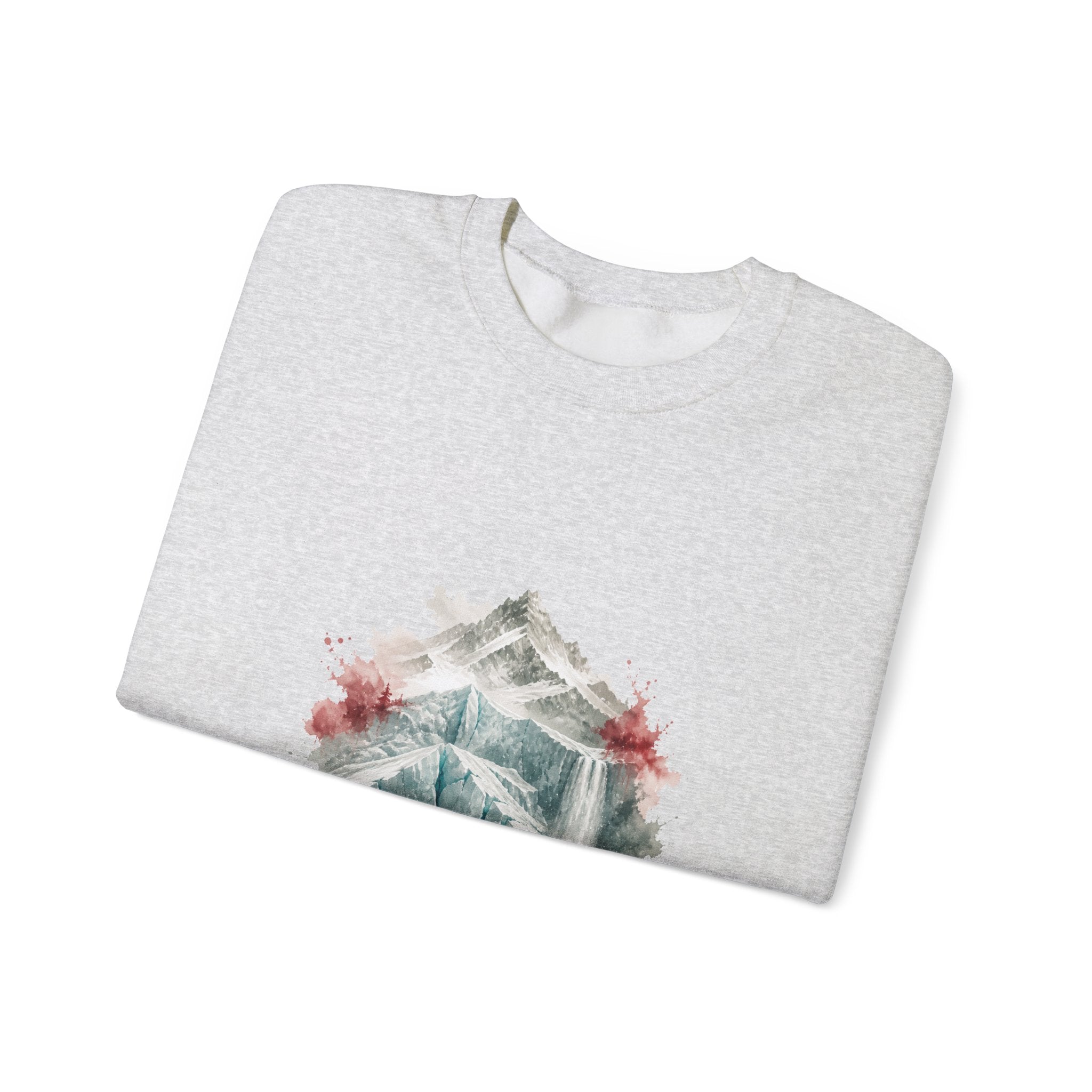 Matching Couple Sweatshirt - Volcano & Glacier Matching Couple Premium Fleece Sweatshirt Watercolor Art His Hers Birthday Gift - Design B