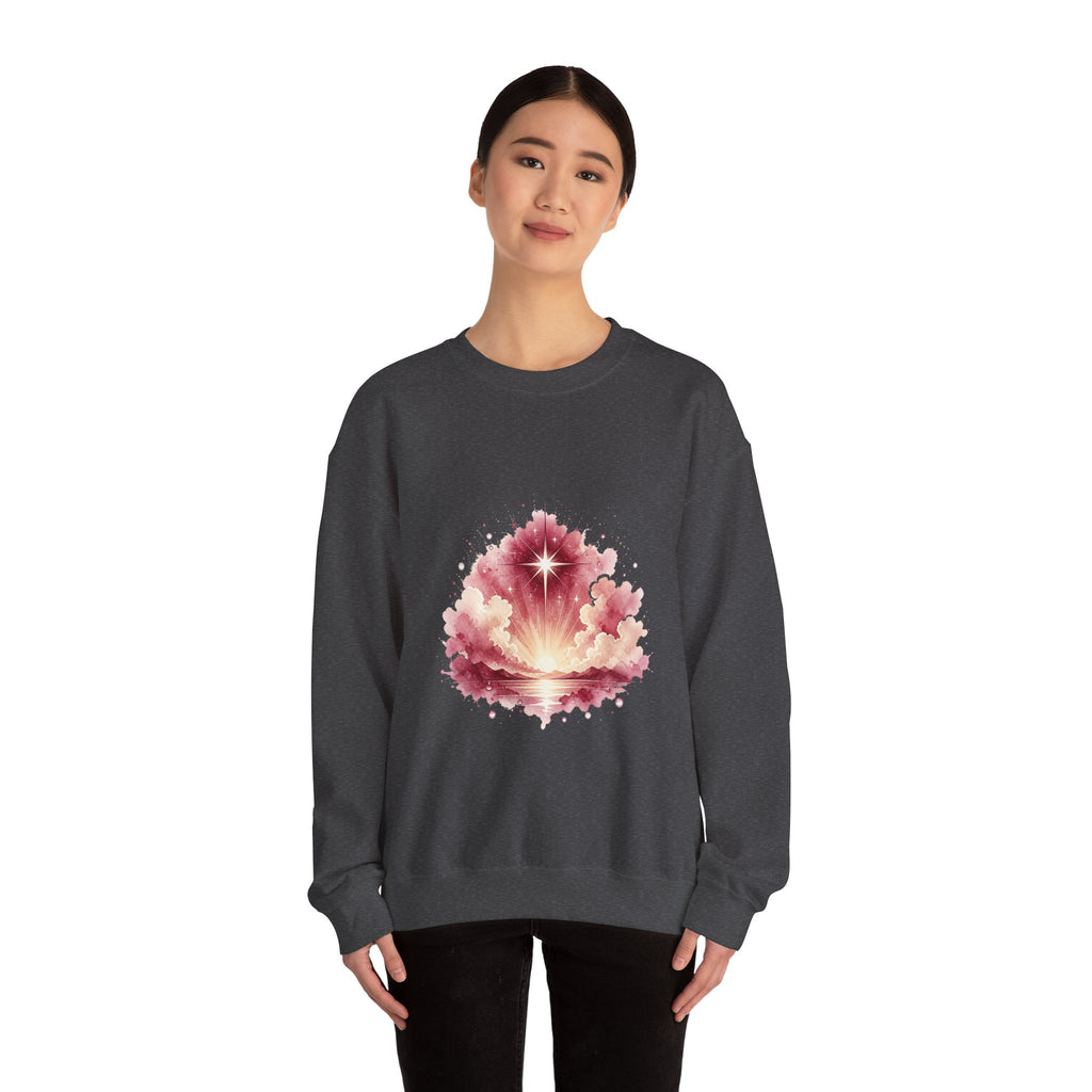 Matching Couple Sweatshirt - Evening & Morning Star Matching Couple Crewneck Sweatshirt Watercolor Art His Hers Engagement Gift - Design B