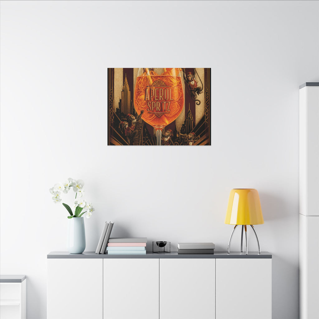 Aperol Spritz Monkeys Wall Art Canvas 24×36 Art Deco Bar Area Decor Maximalist Print