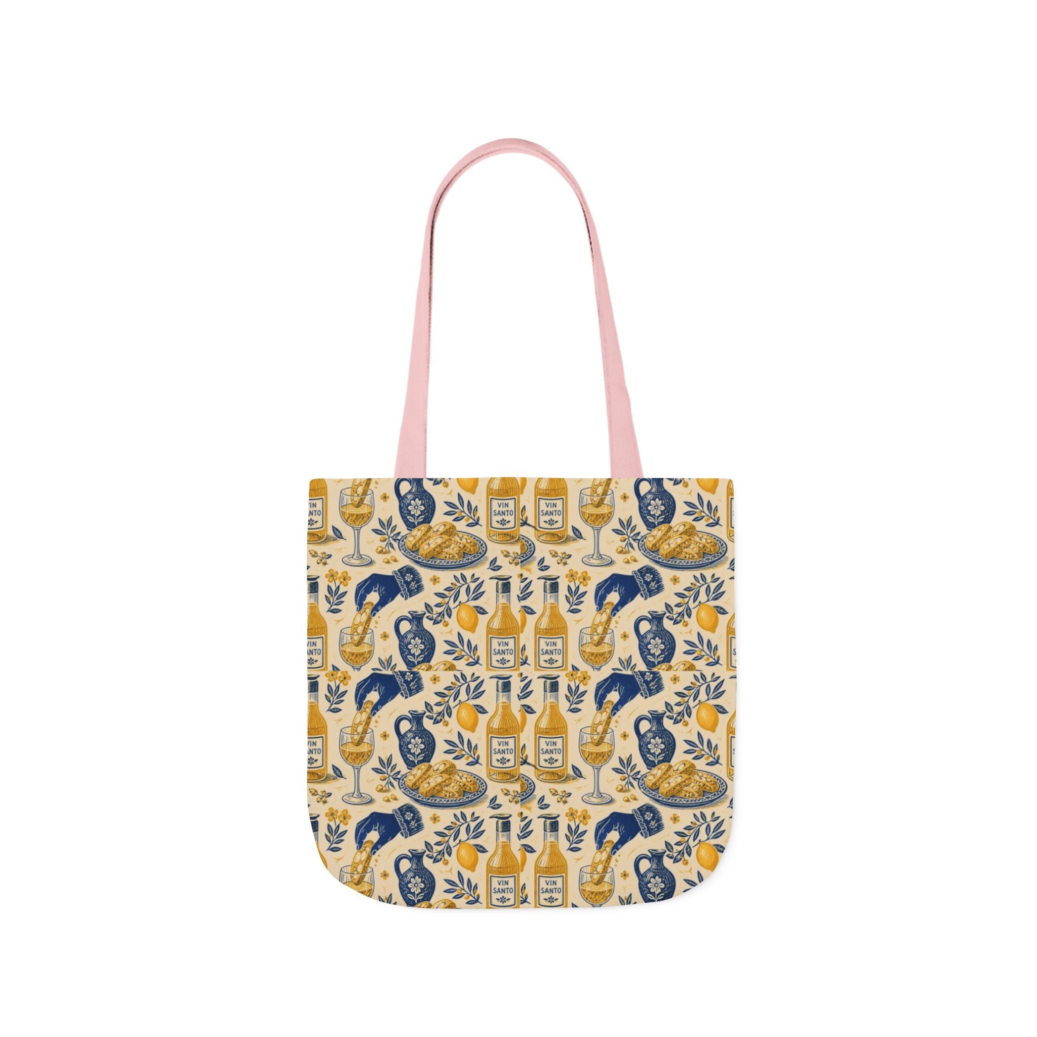 Biscotti & Vin Santo Canvas Tote Bag Mediterranean Kitchen Linocut Design Italian Cottagecore Gift