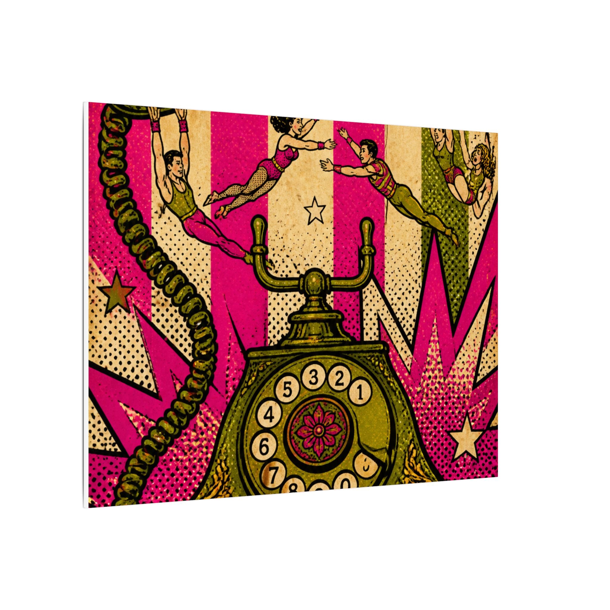 Vintage Telephone Booth Wall Art Canvas 24×36 Pop Art Restaurant Decor Maximalist Print