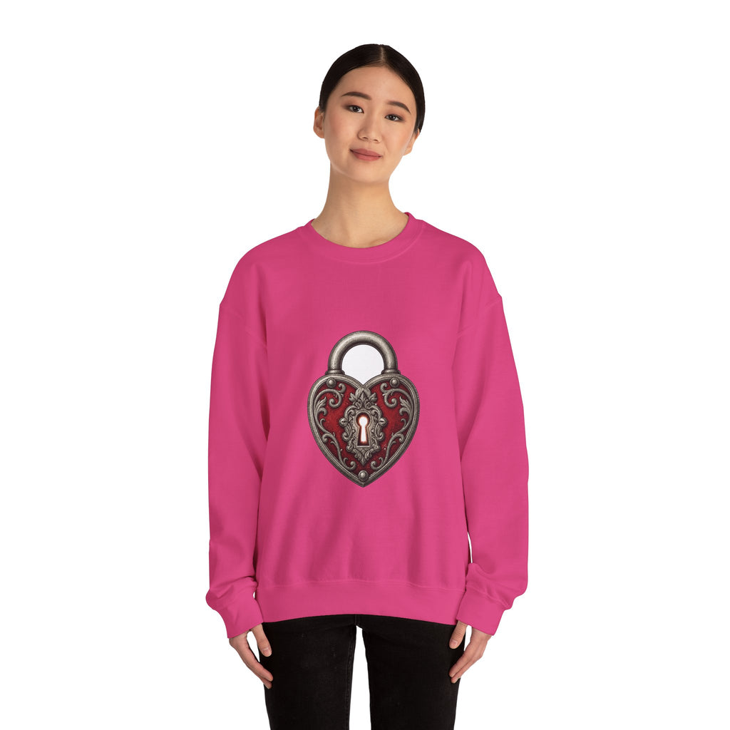 Matching Couple Sweatshirt - Key & Lock Matching Couple Comfort Colors Crew Hand-Drawn Art His Hers Anniversary Gift - Design B