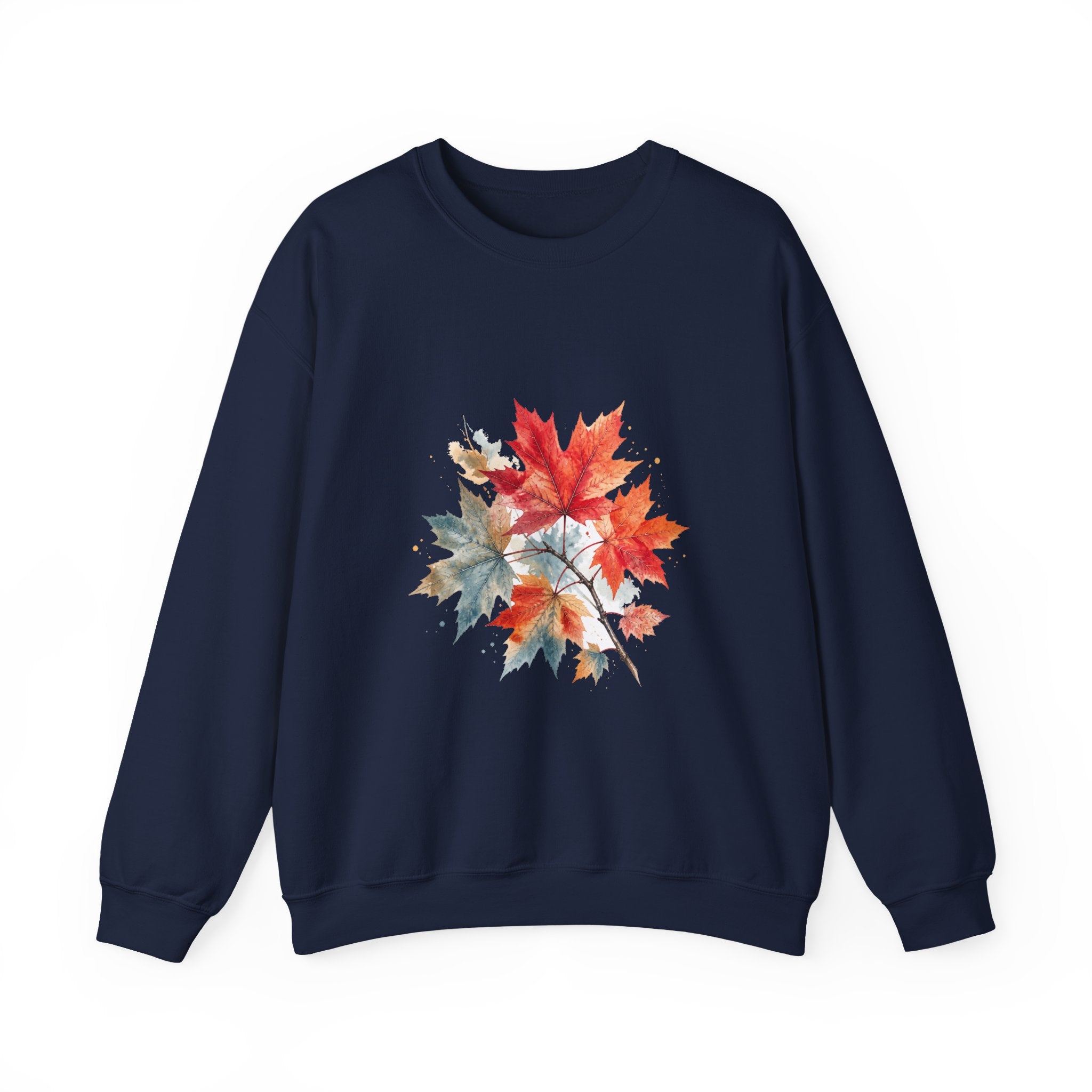 Matching Couple Sweatshirt - Cherry Blossom & Maple Leaf Matching Couple Crewneck Sweatshirt Watercolor Art His Hers Engagement Gift - Design B
