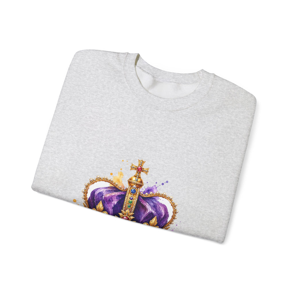 Matching Couple Sweatshirt - Crown & Shield Matching Couple Premium Fleece Sweatshirt Watercolor Art His Hers Birthday Gift - Design A