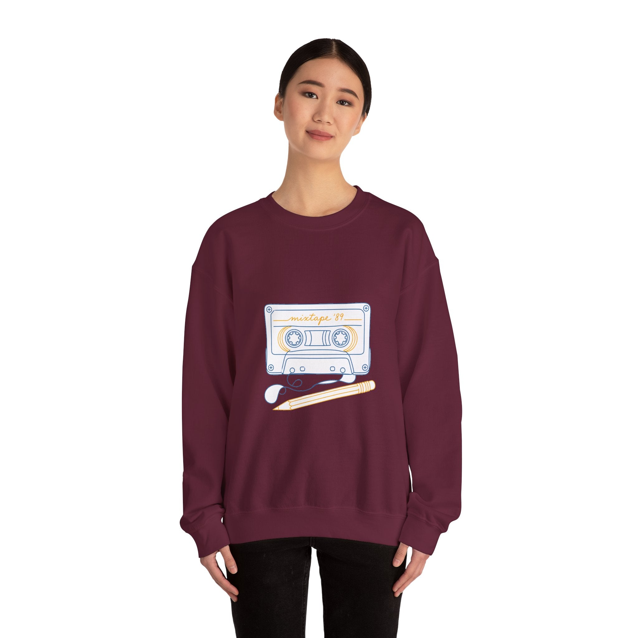Matching Couple Sweatshirt - Vinyl & Cassette Matching Couple Premium Fleece Sweatshirt Minimalist Art His Hers Christmas Gift - Design B