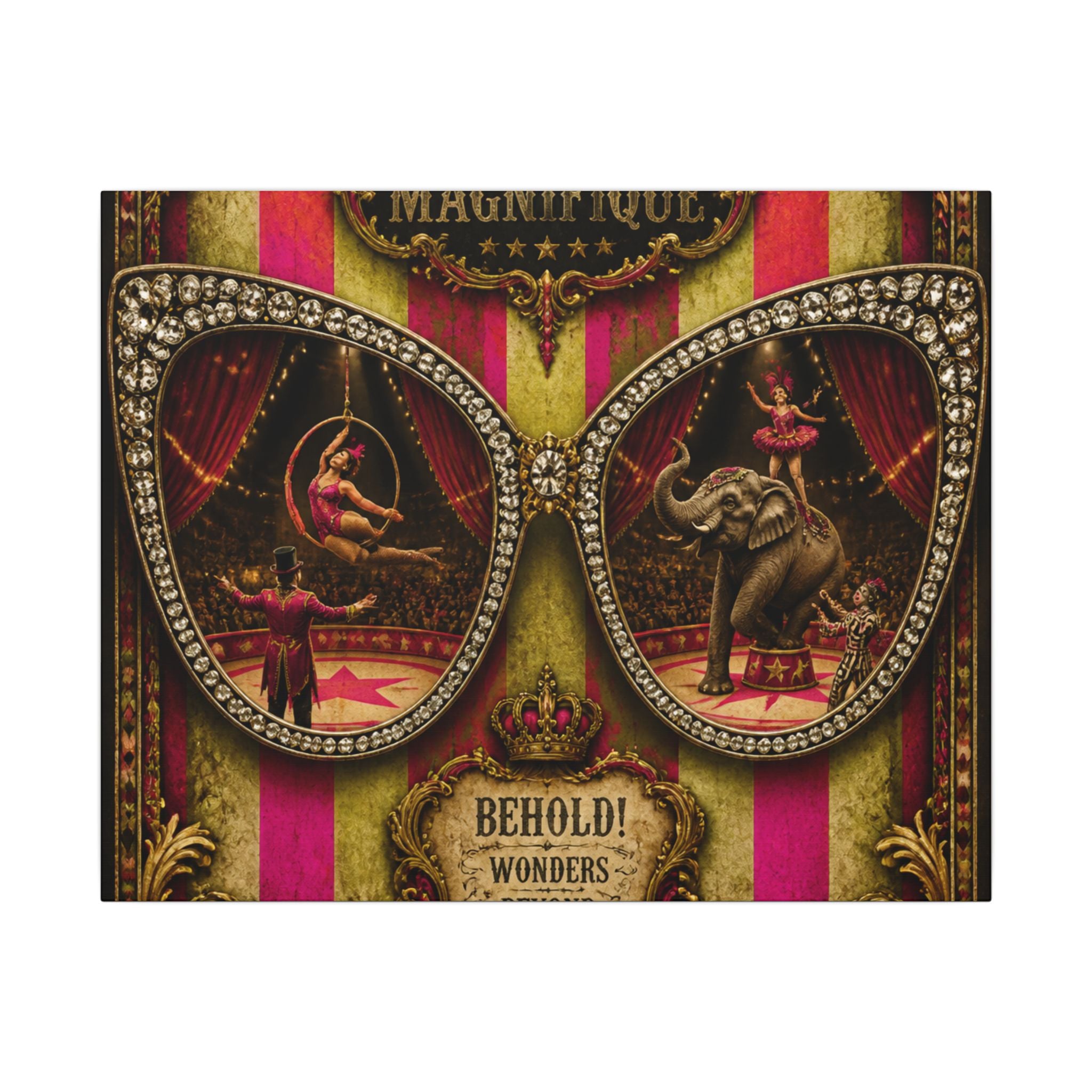 Sunglasses Circus Ring Wall Art Canvas 24×36 Baroque Studio Decor Maximalist Print