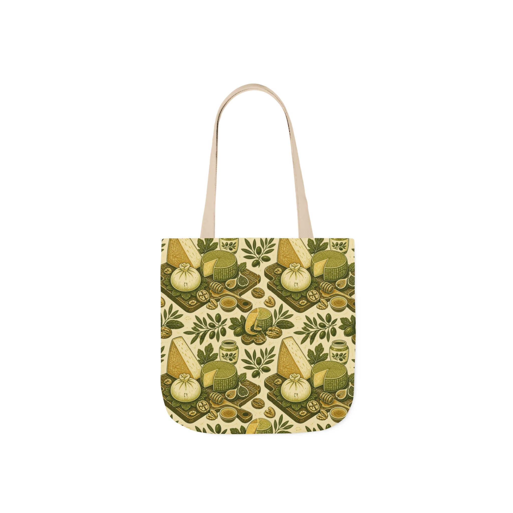 Italian Cheese Board Canvas Tote Bag Mediterranean Kitchen Linocut Design Italian Cottagecore Gift