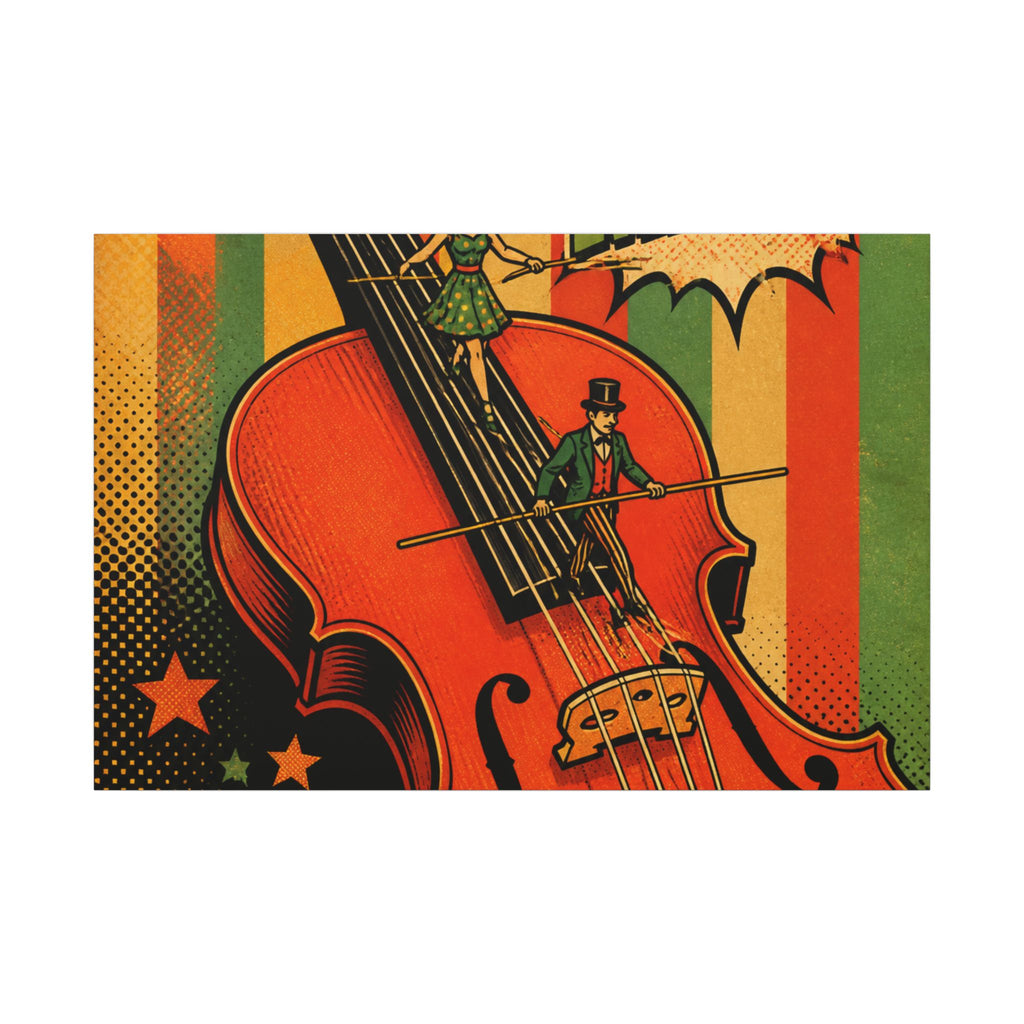 Violin Tightrope Bridge Wall Art Canvas 24×36 Pop Art Restaurant Decor Maximalist Print