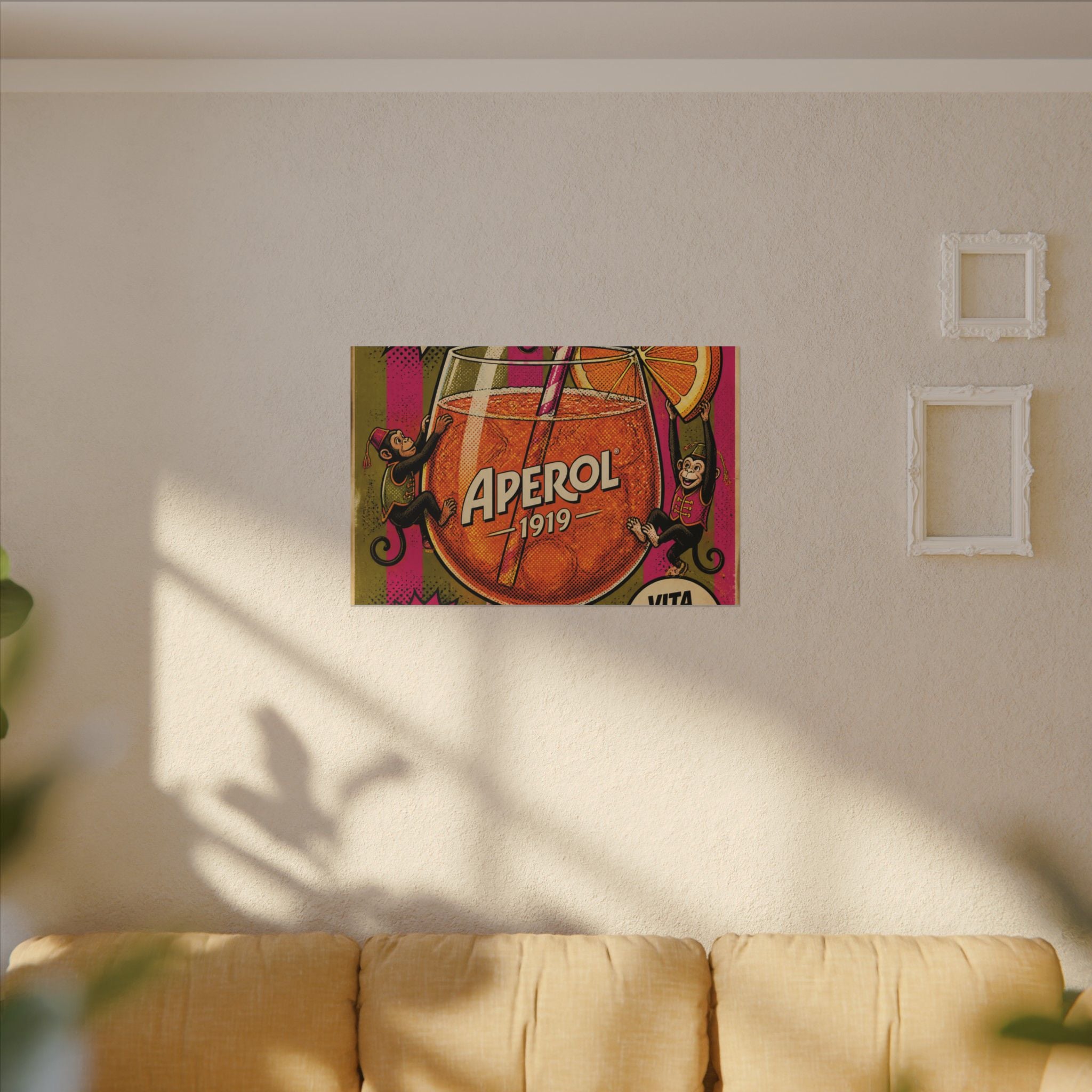 Aperol Spritz Monkeys Wall Art Canvas 16×20 Pop Art Living Room Decor Maximalist Print