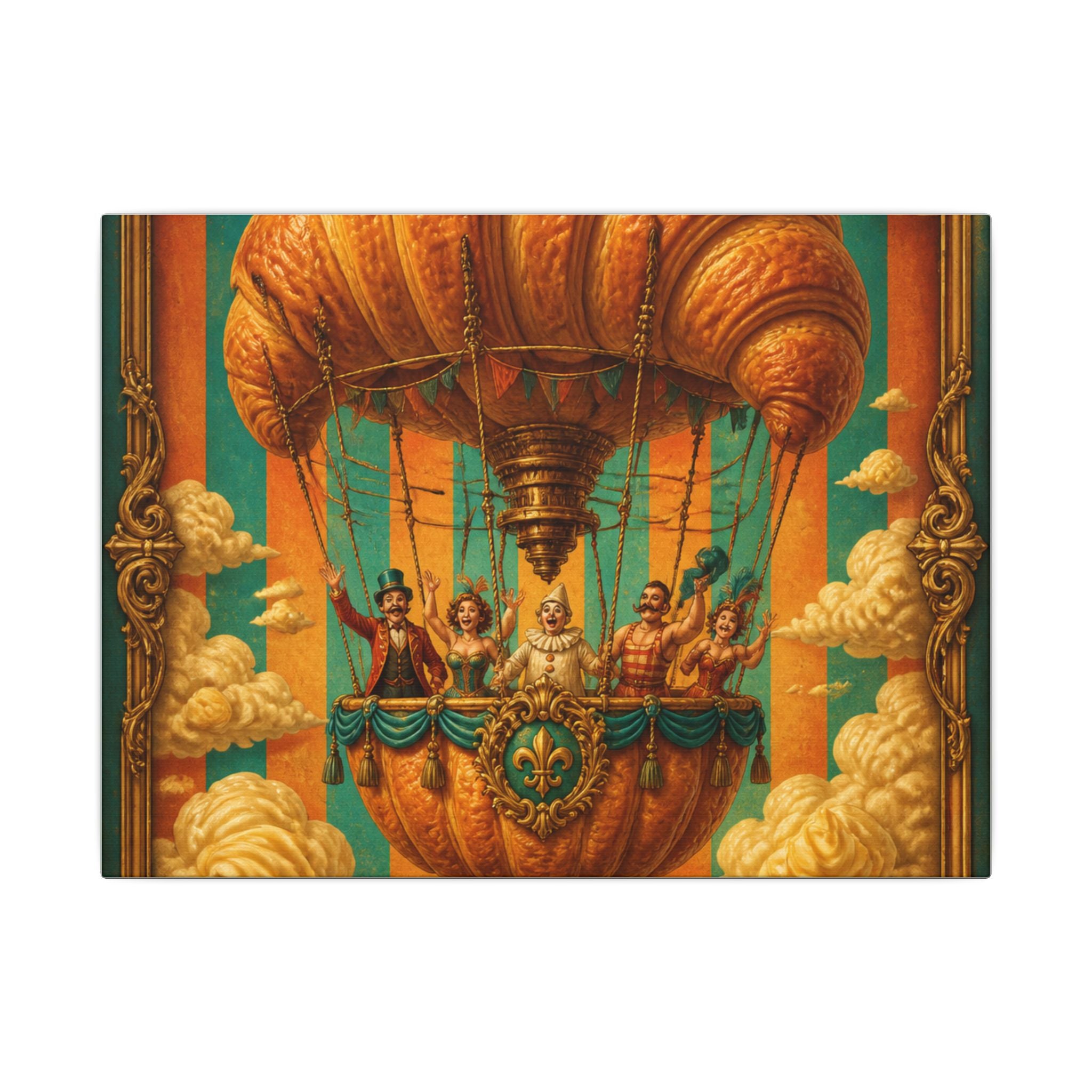 Croissant Hot Air Balloon Wall Art Canvas 24×36 Baroque Studio Decor Maximalist Print
