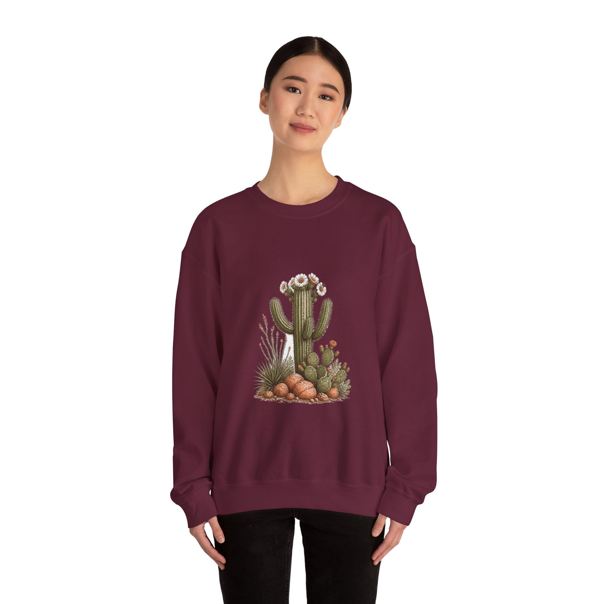 Matching Couple Sweatshirt - Desert & Rainforest Matching Couple Crewneck Sweatshirt Hand-Drawn Art His Hers Best Friend Gift - Design A