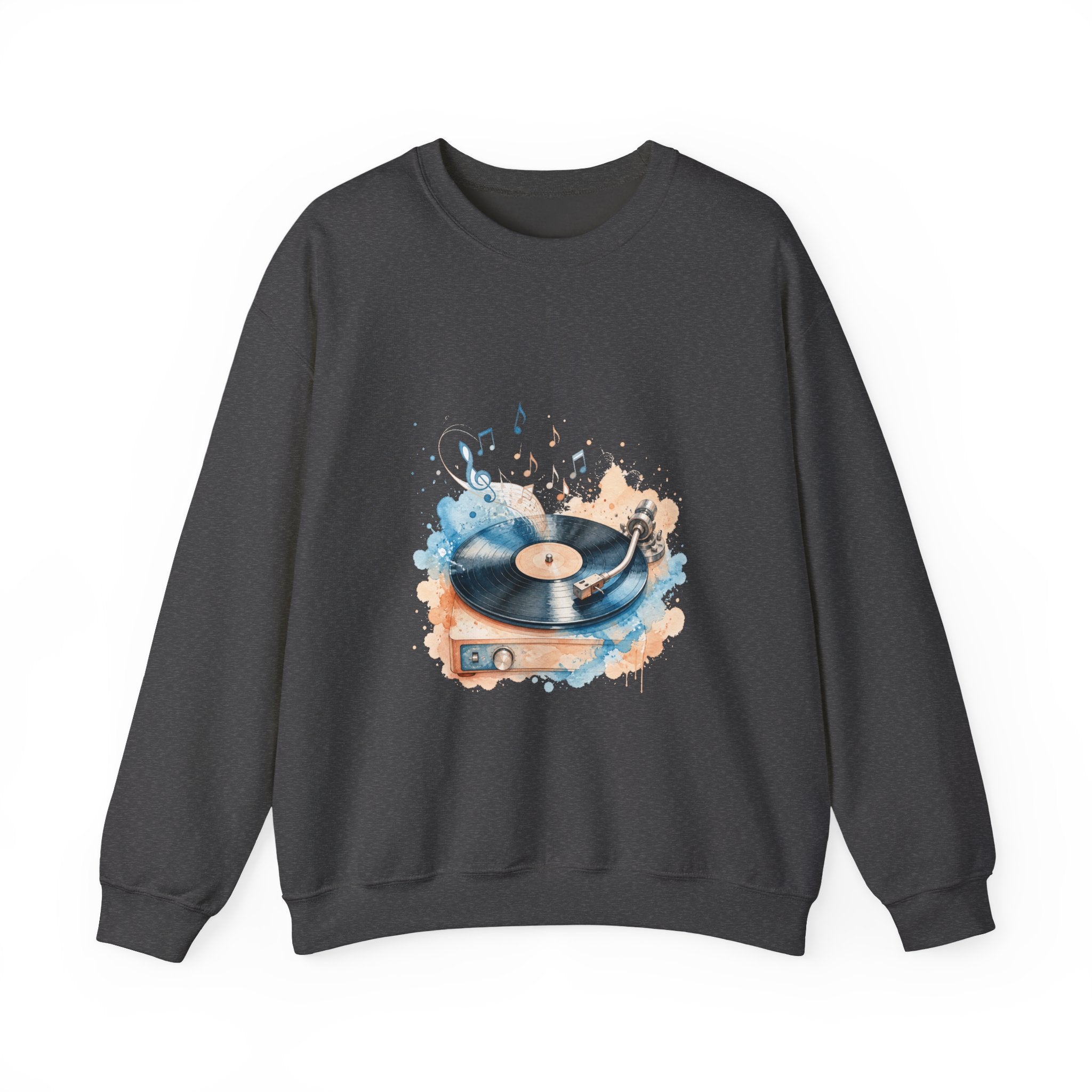 Matching Couple Sweatshirt - Vinyl & Cassette Matching Couple Comfort Colors Crew Watercolor Art His Hers Birthday Gift - Design A
