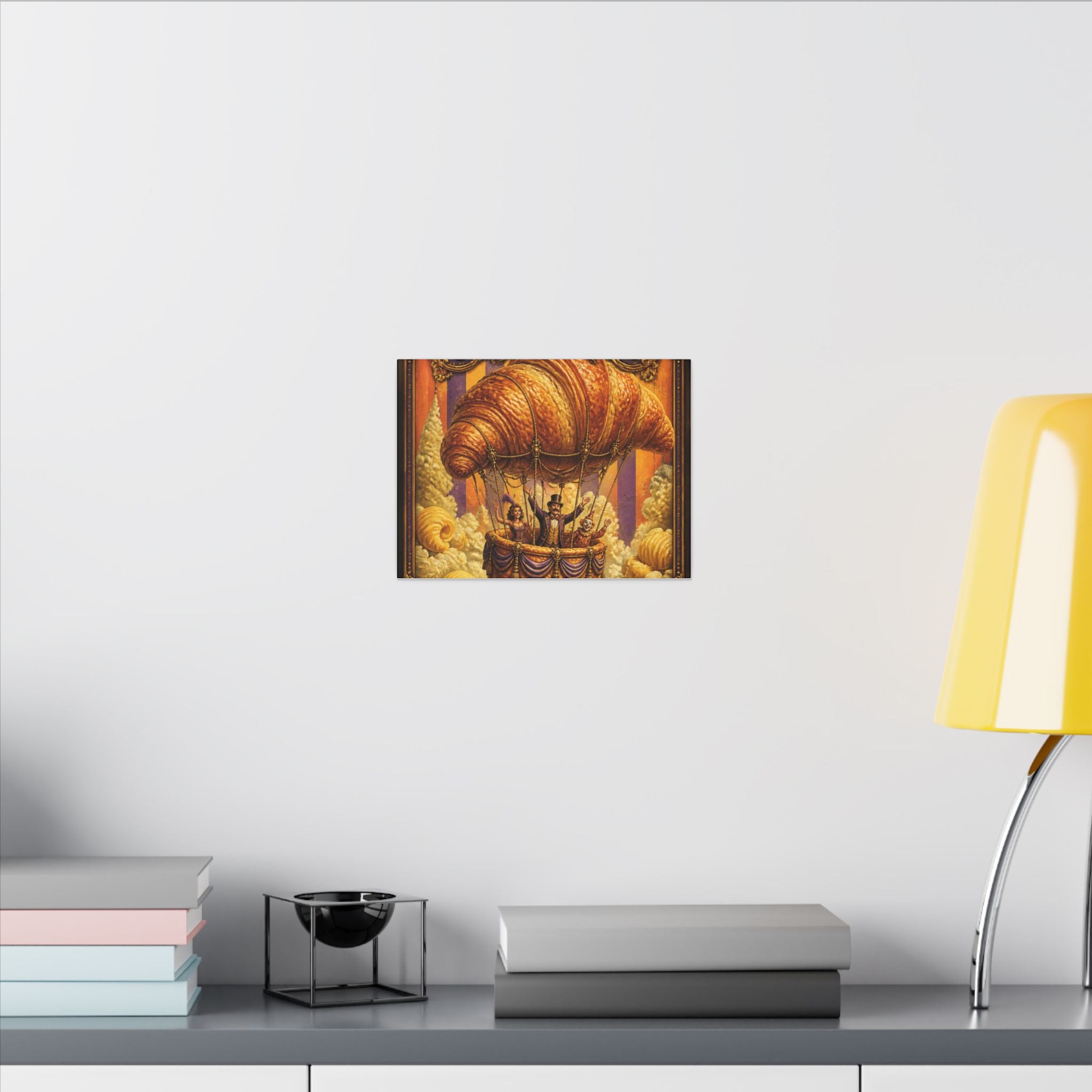Croissant Hot Air Balloon Wall Art Canvas 16×20 Baroque Home Office Decor Maximalist Print