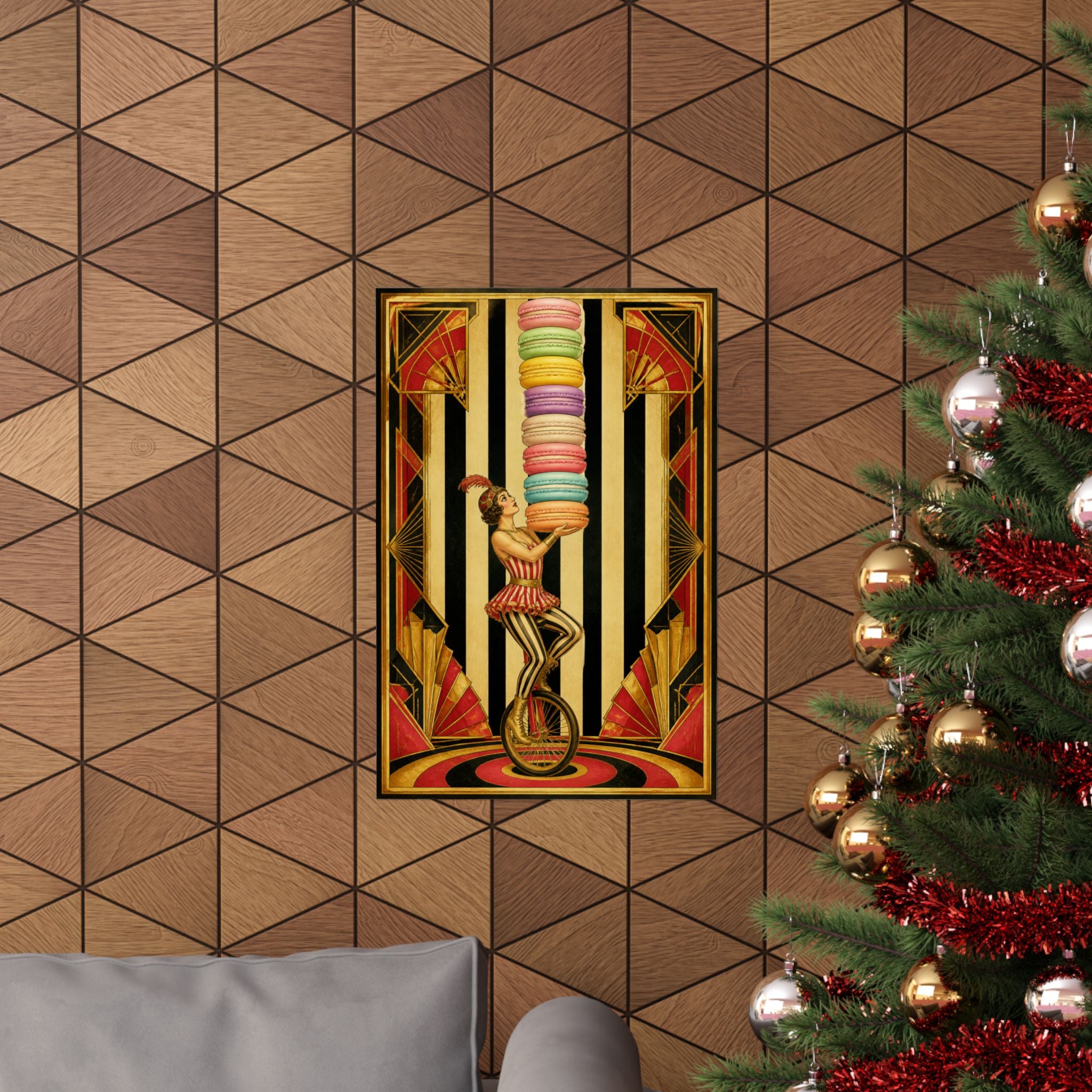 Macaron Balancing Tower Wall Art Poster 24×36 Art Deco Bar Area Decor Maximalist Print