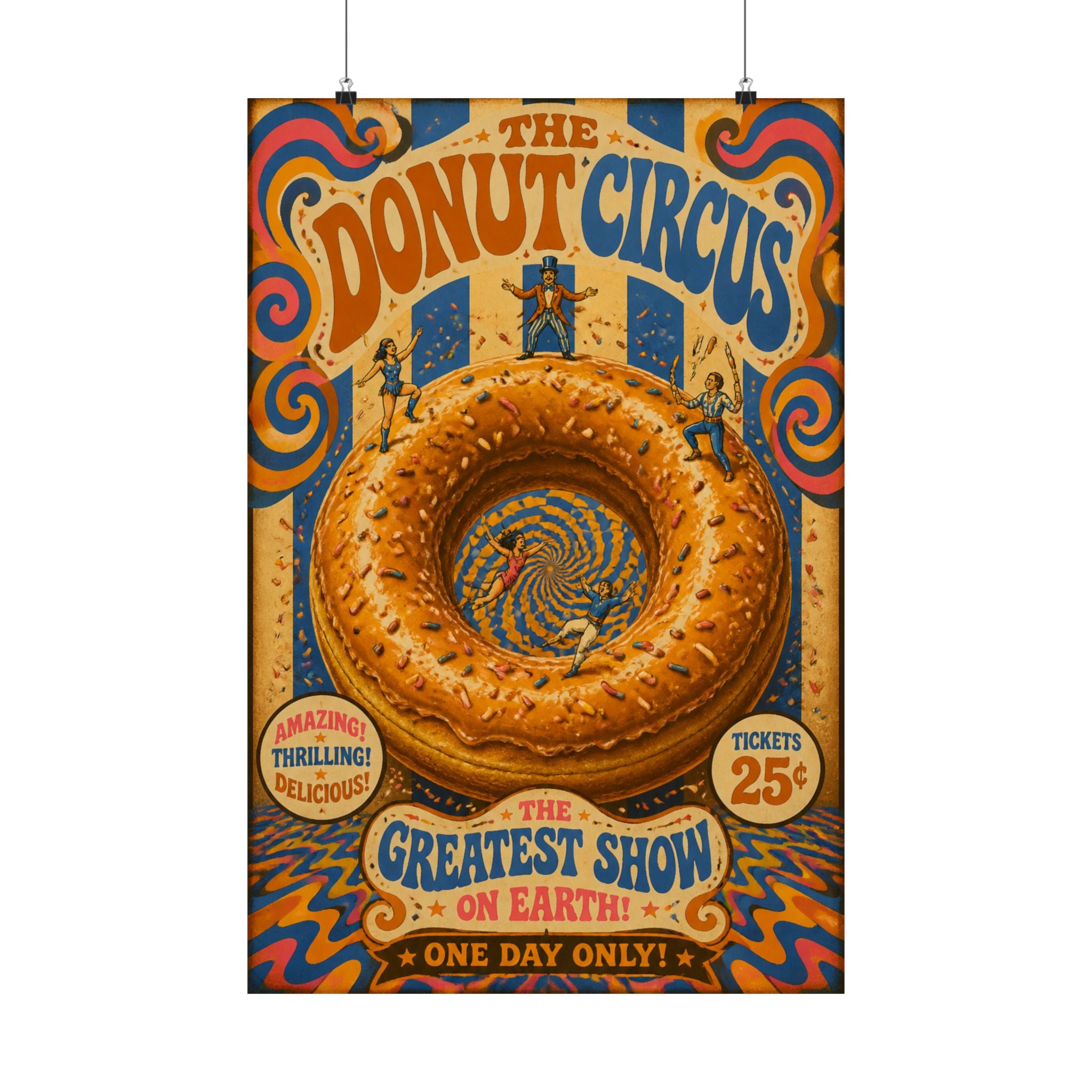 Donut Circus Ring Wall Art Poster 24×36 Psychedelic Dining Room Decor Maximalist Print