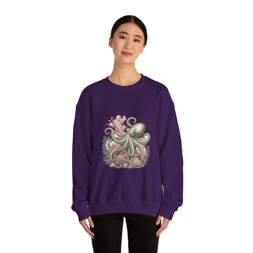 Matching Couple Sweatshirt - Octopus & Jellyfish Matching Couple Premium Fleece Sweatshirt Vintage Art His Hers Honeymoon Gift - Design A