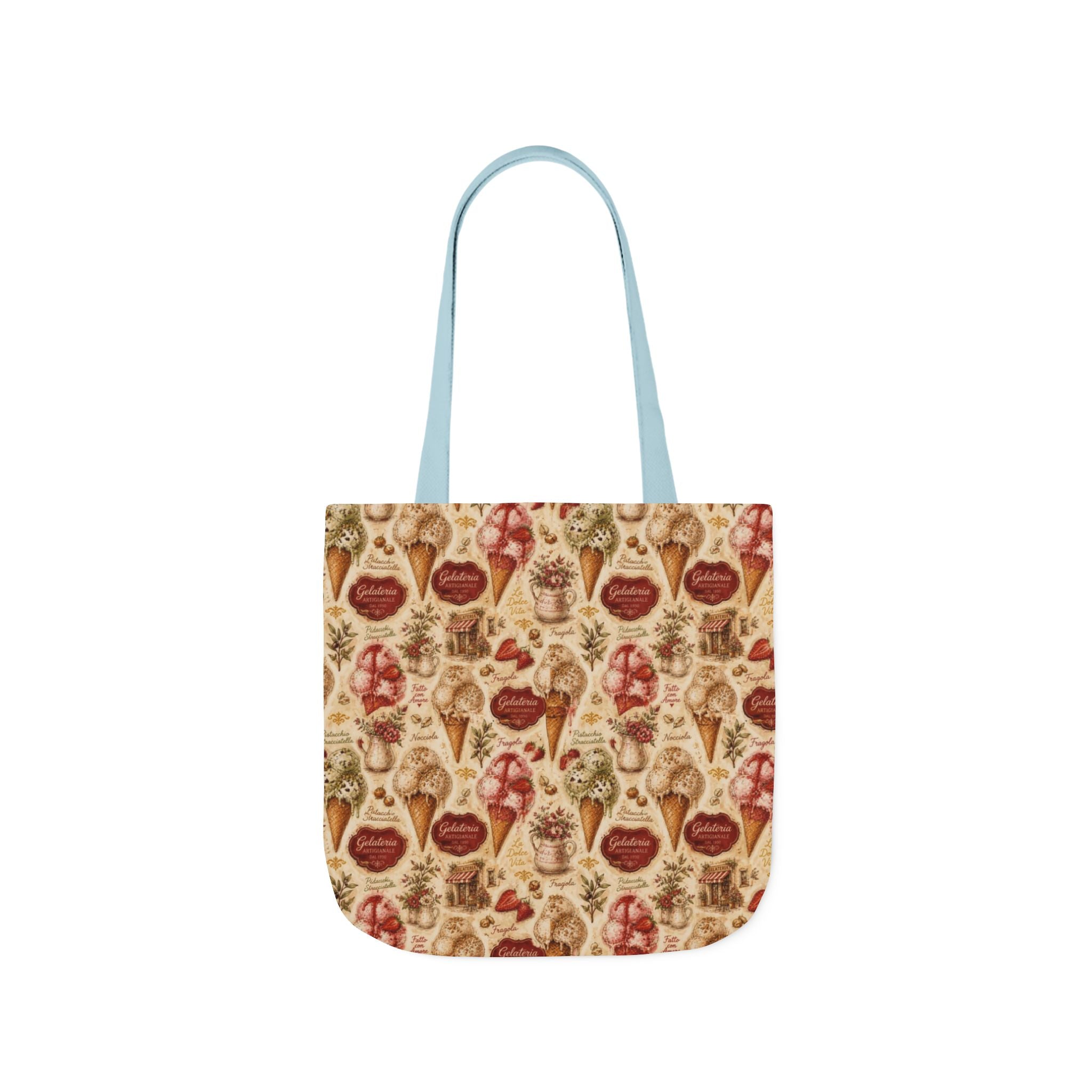 Gelato Scoops Canvas Tote Bag Mediterranean Kitchen Watercolor Design Italian Cottagecore Gift