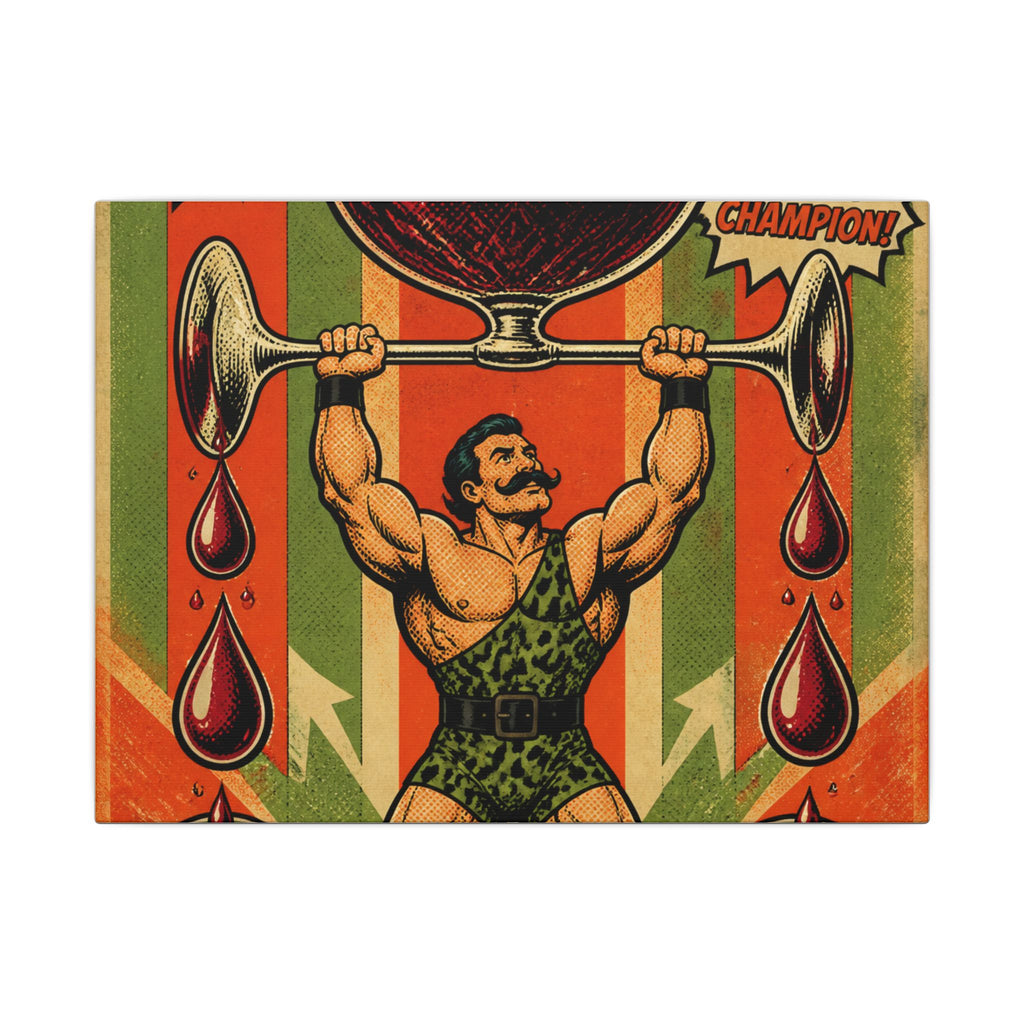 Wine Glass Strongman Wall Art Canvas 24×36 Pop Art Restaurant Decor Maximalist Print