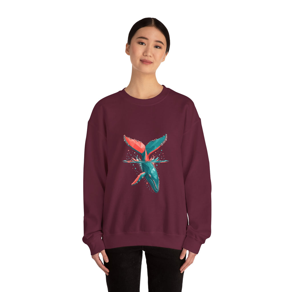 Matching Couple Sweatshirt - Eagle & Whale Matching Couple Comfort Colors Crew Geometric Art His Hers Love Gift - Design B