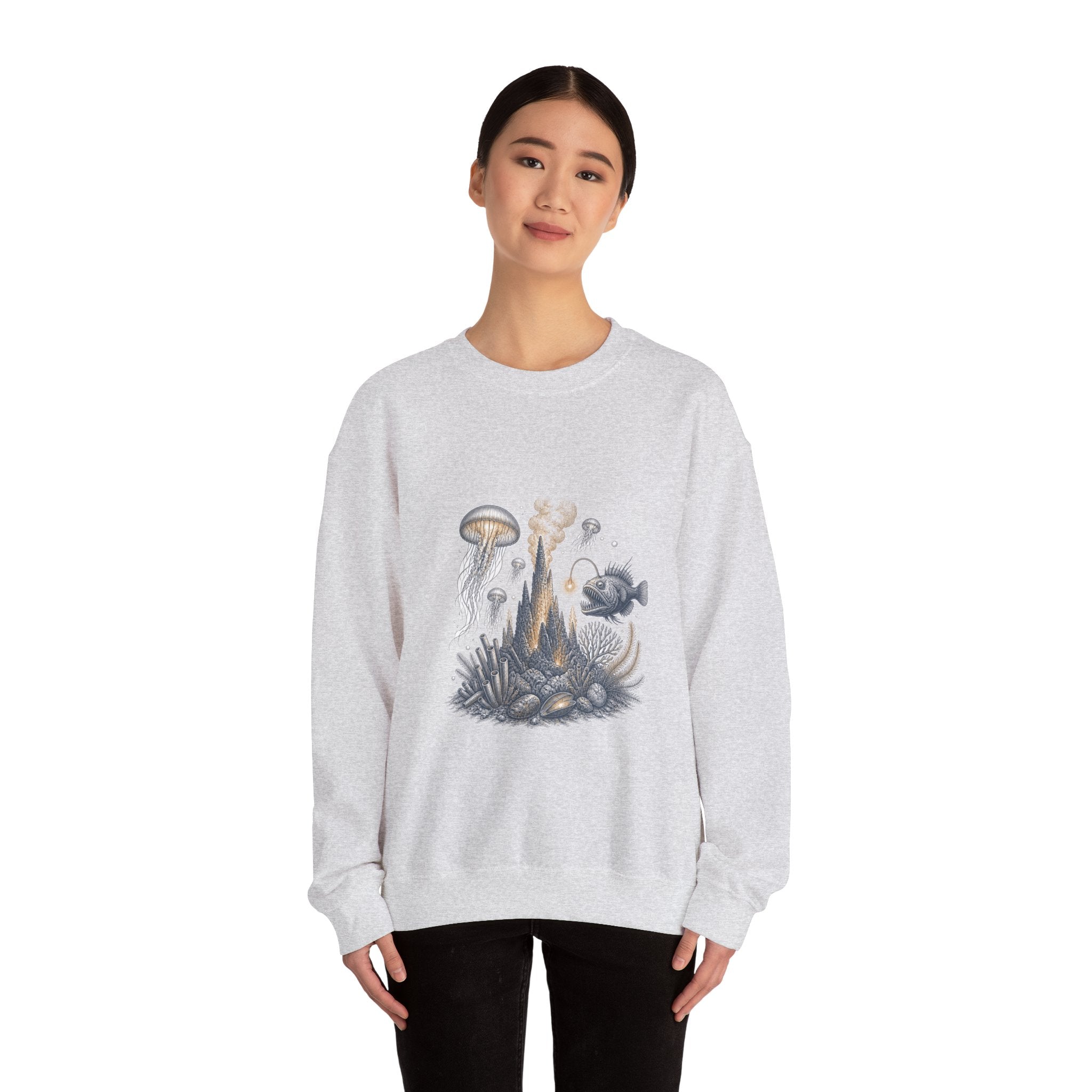 Matching Couple Sweatshirt - Coral Reef & Deep Sea Matching Couple Premium Fleece Sweatshirt Vintage Art His Hers Honeymoon Gift - Design B